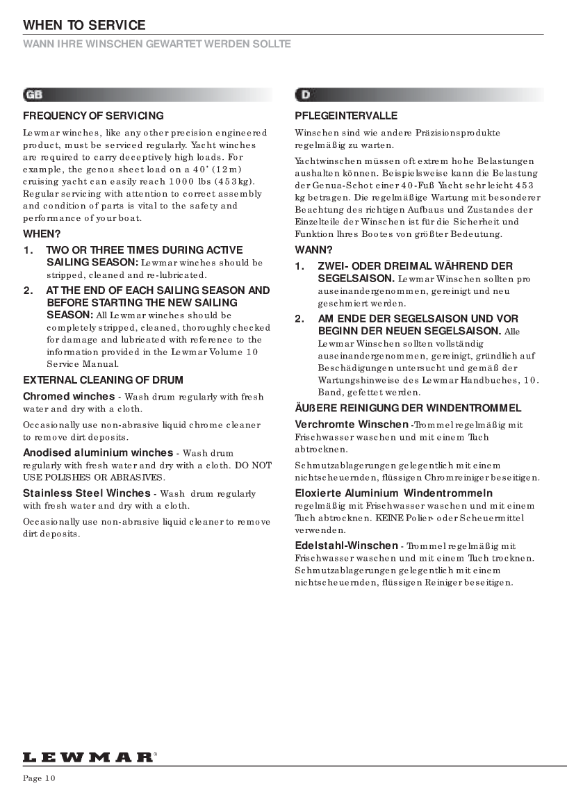 Lewmar Winch Service Manual