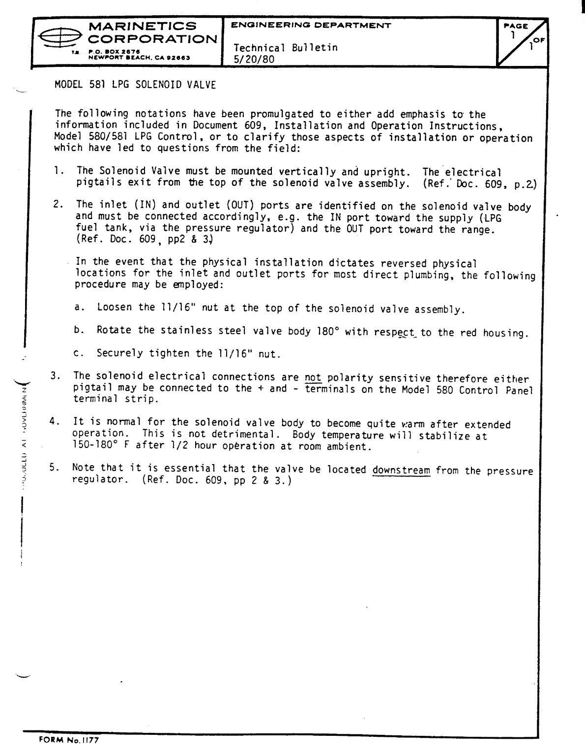 Marinetics lpg Solenoid