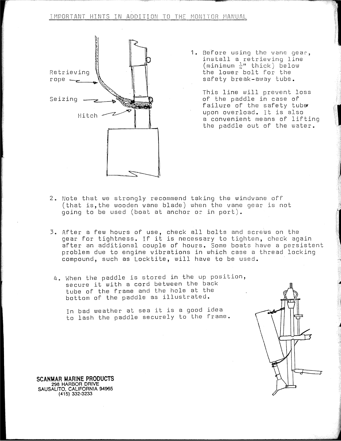 ' Monitor Windvane Manual Old Version'