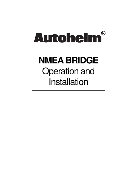Autohelm Raymarine: Z290 Nmea Bridge Z290 Bridge Between Sea Talk And Nmea Buses