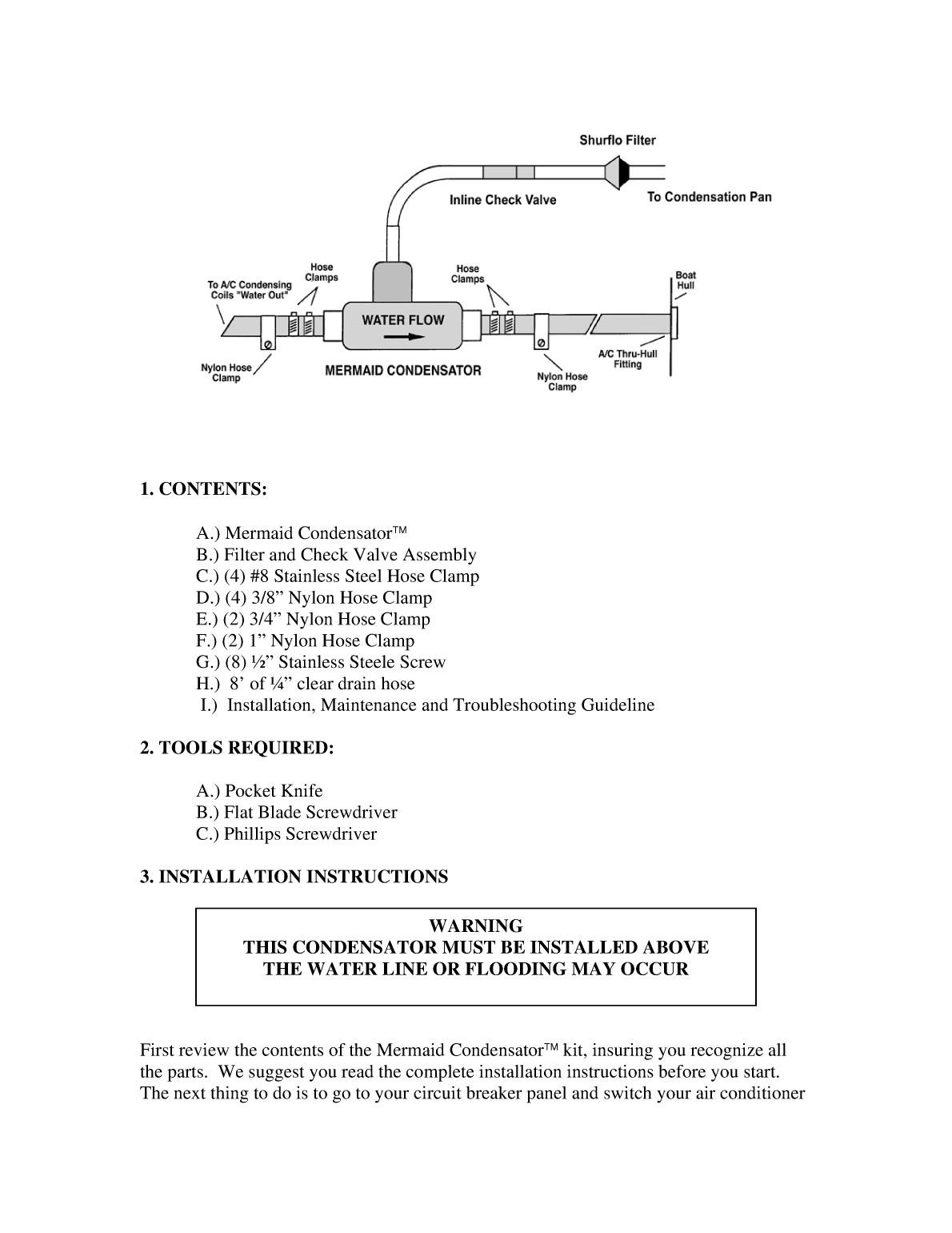 Mermaid Manufacturing Condensator Manual 2009