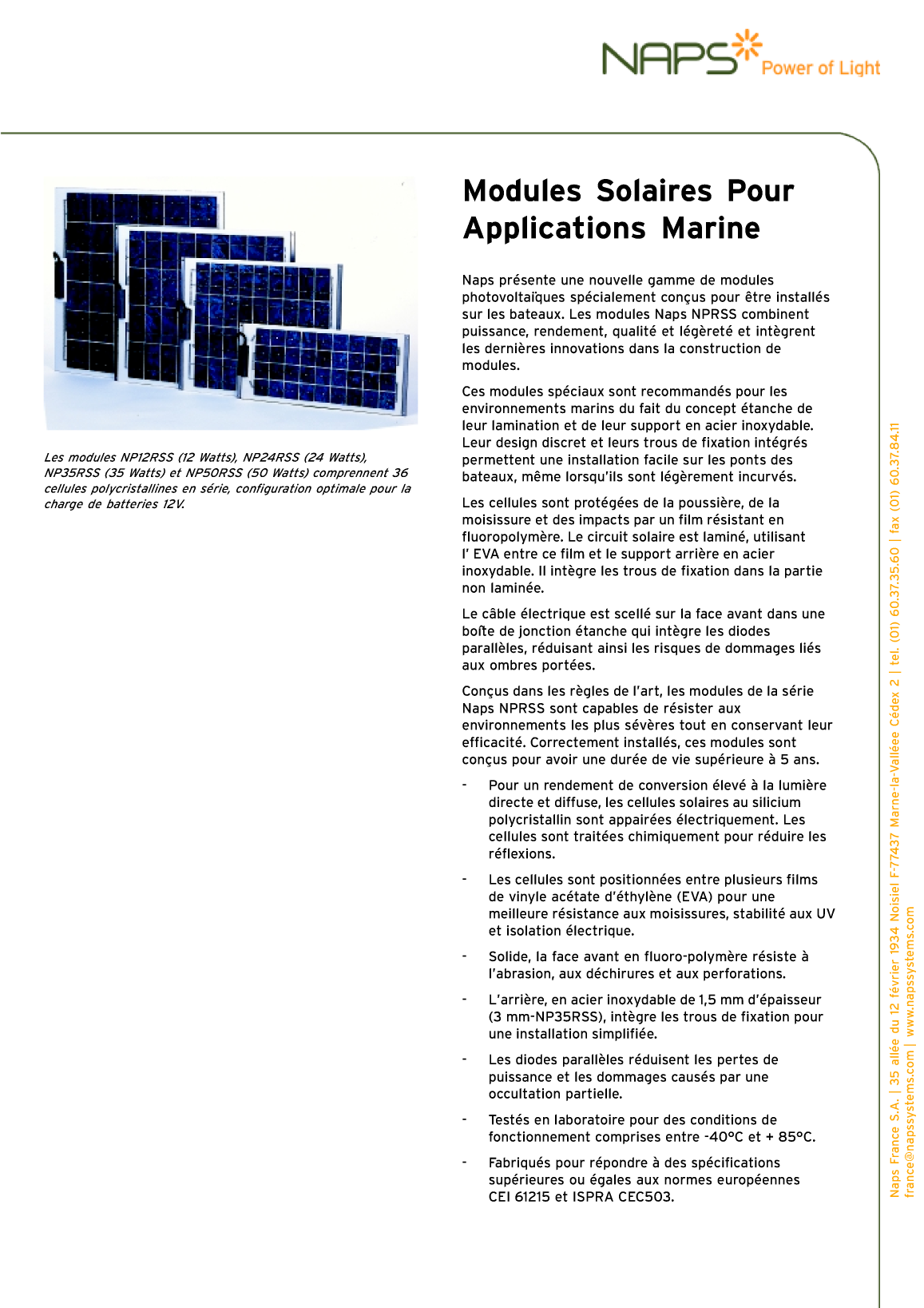 Naps: Naps Marine Panel Fr Naps Solar Pannel For Marine Applications