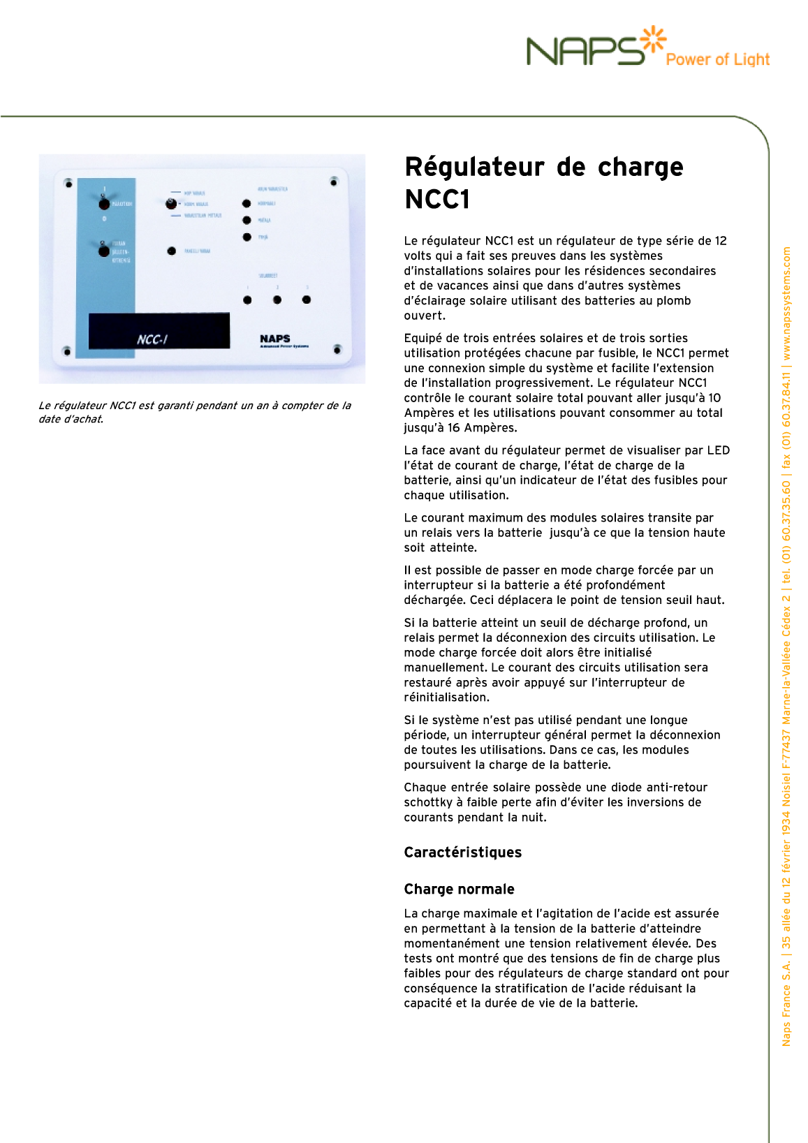Naps: Naps Ncc1 Fr Naps Ncc1 Solar Pannel Regulator