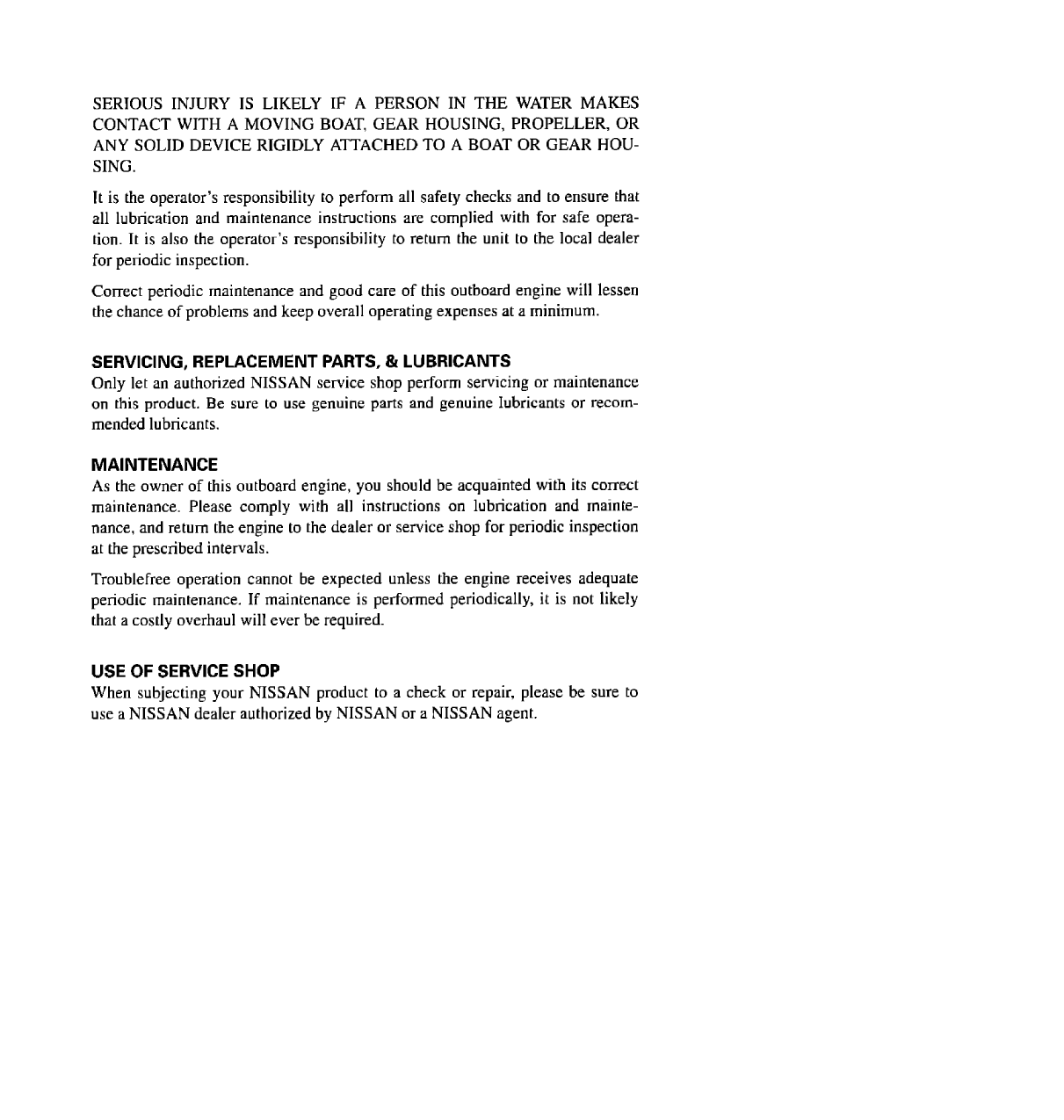 Nissan Outboard Ns8 Ns9.8 Operators Manual