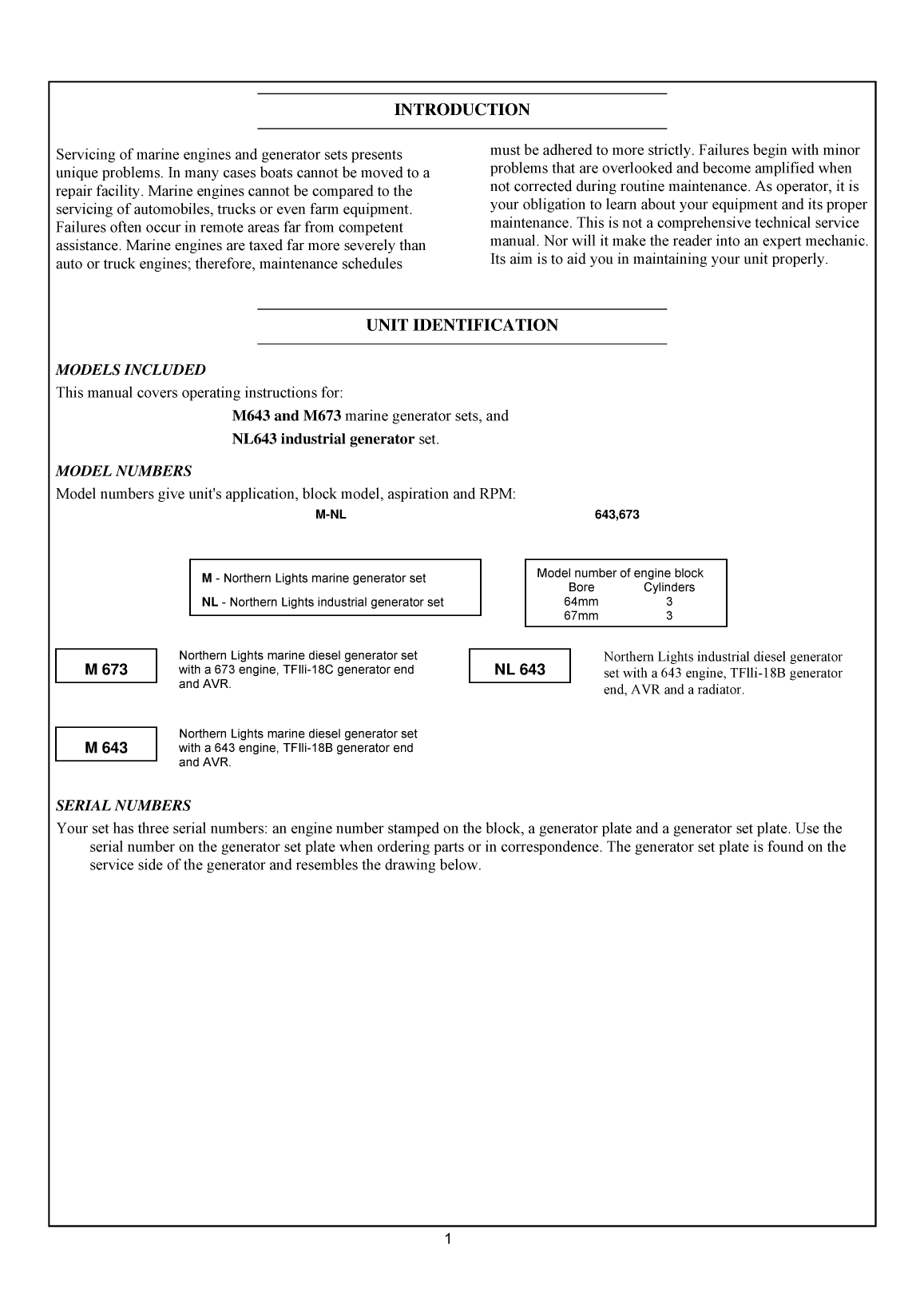 ' Northernlights: Operator Manual Northernlights M643 & M673 Power Generator'