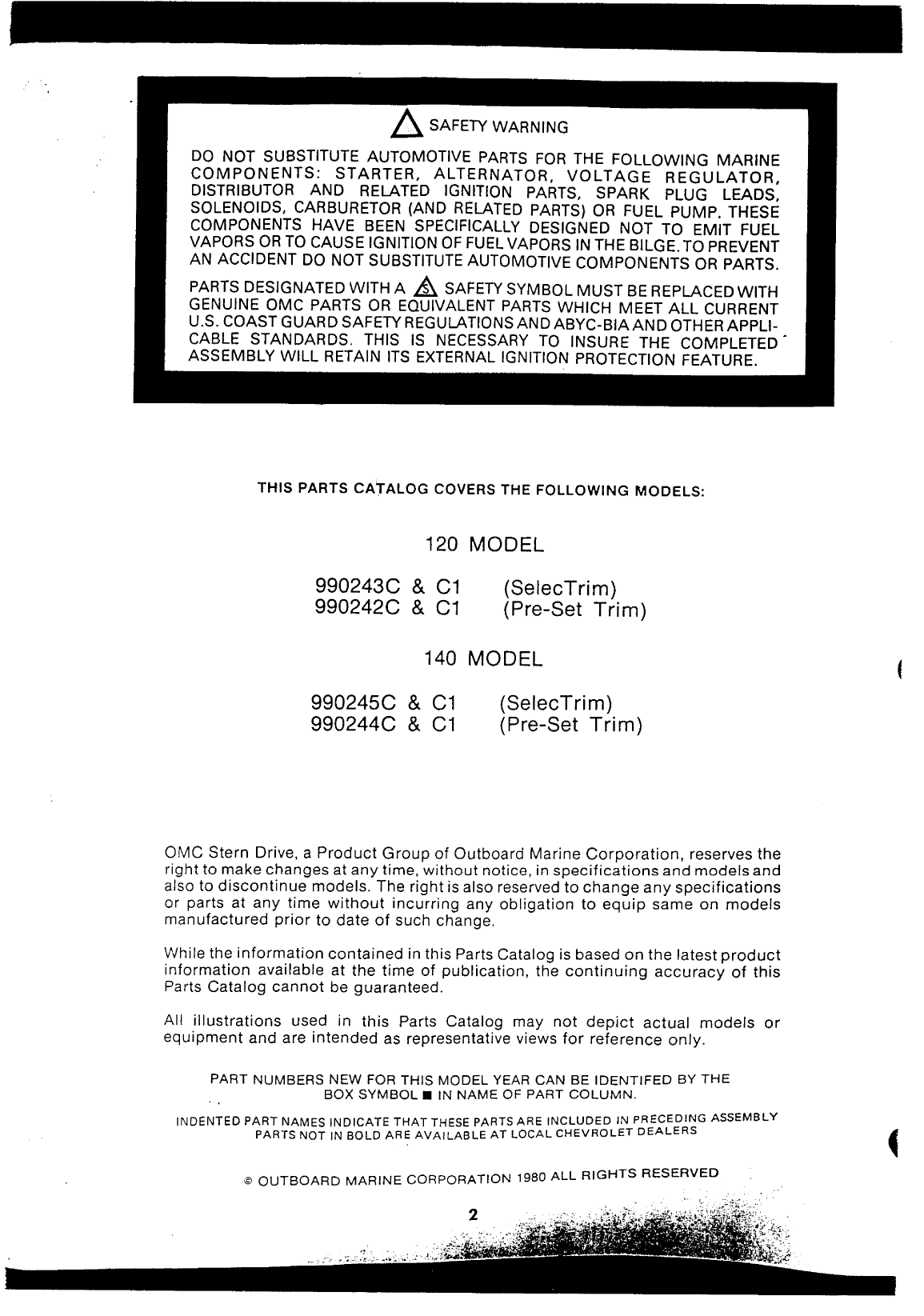 Omc 400 Series 120 And 140 Sterndrive And Engine Workshop Manual