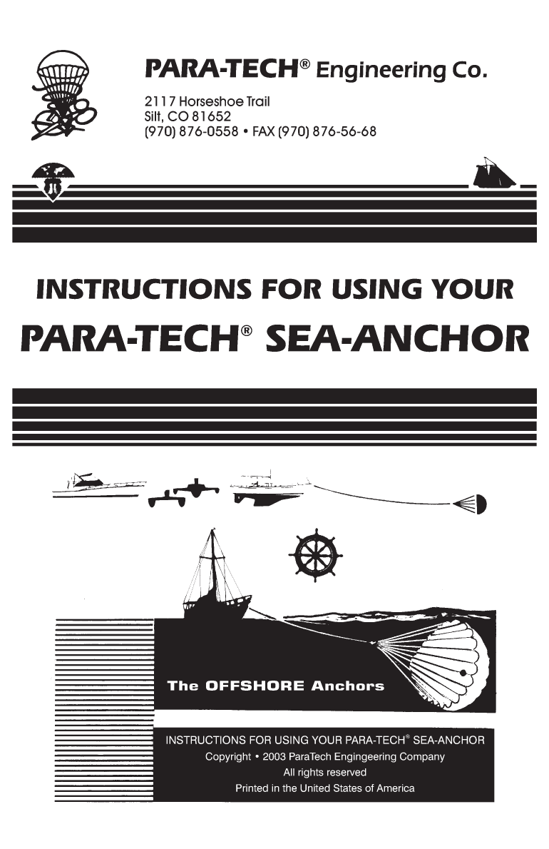 Para Tech Sea Anchor Instructions