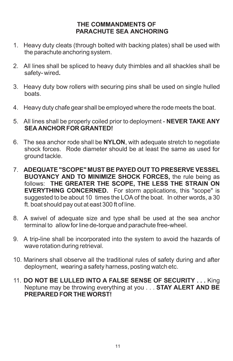 ' Para Tech Sea Anchor Instructions'
