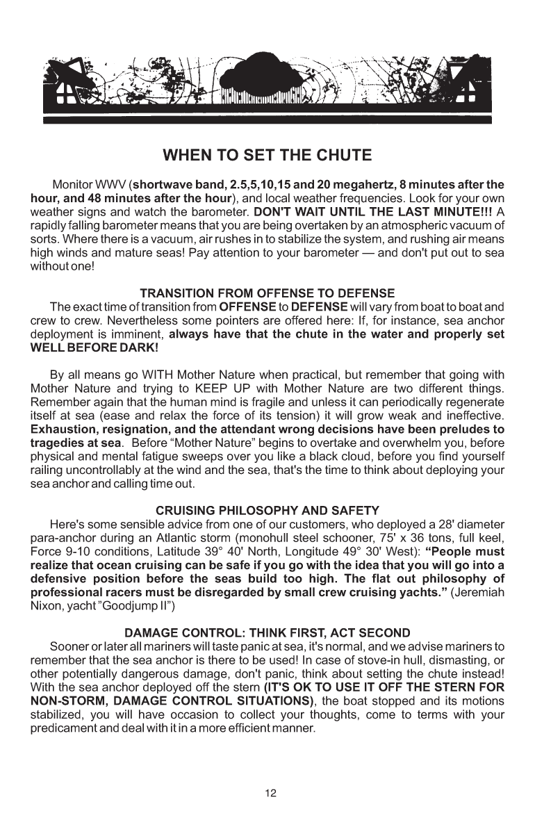 ' Para Tech Sea Anchor Instructions'