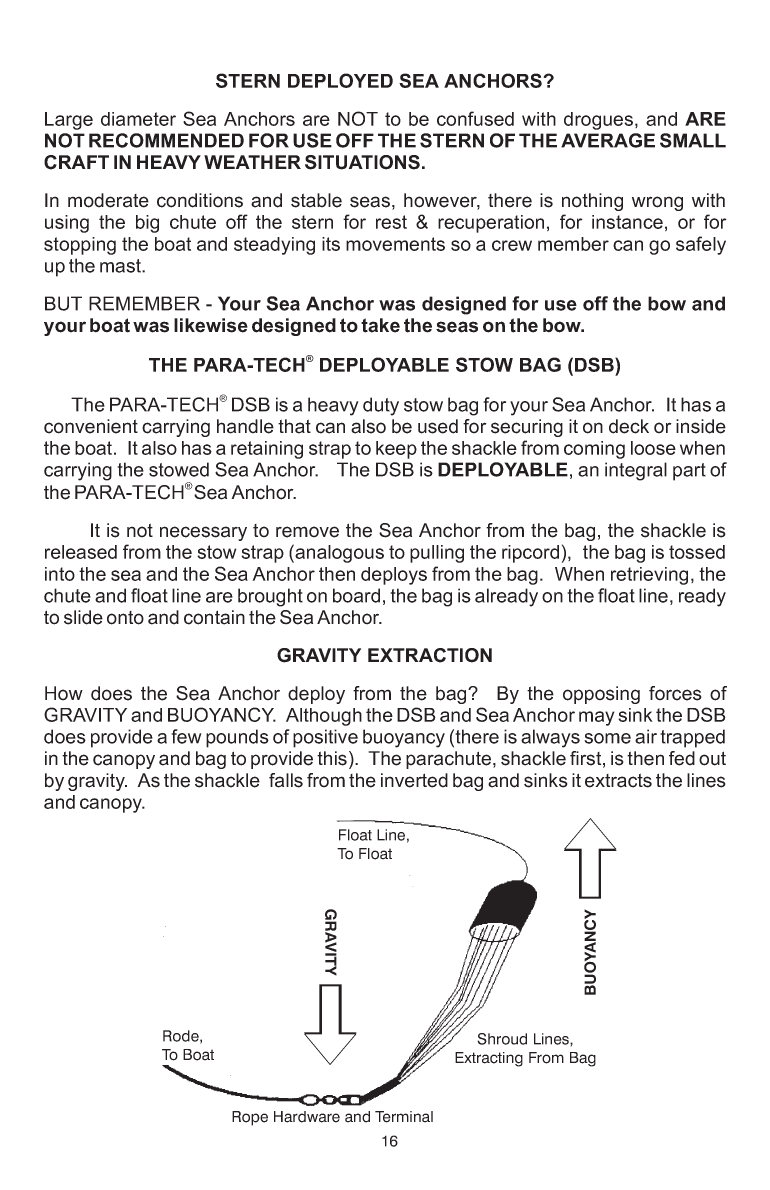' Para Tech Sea Anchor Instructions'