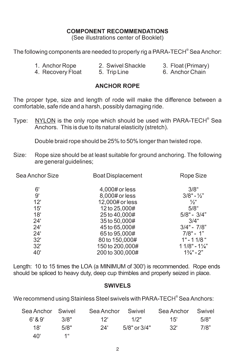 Para Tech Sea Anchor Instructions