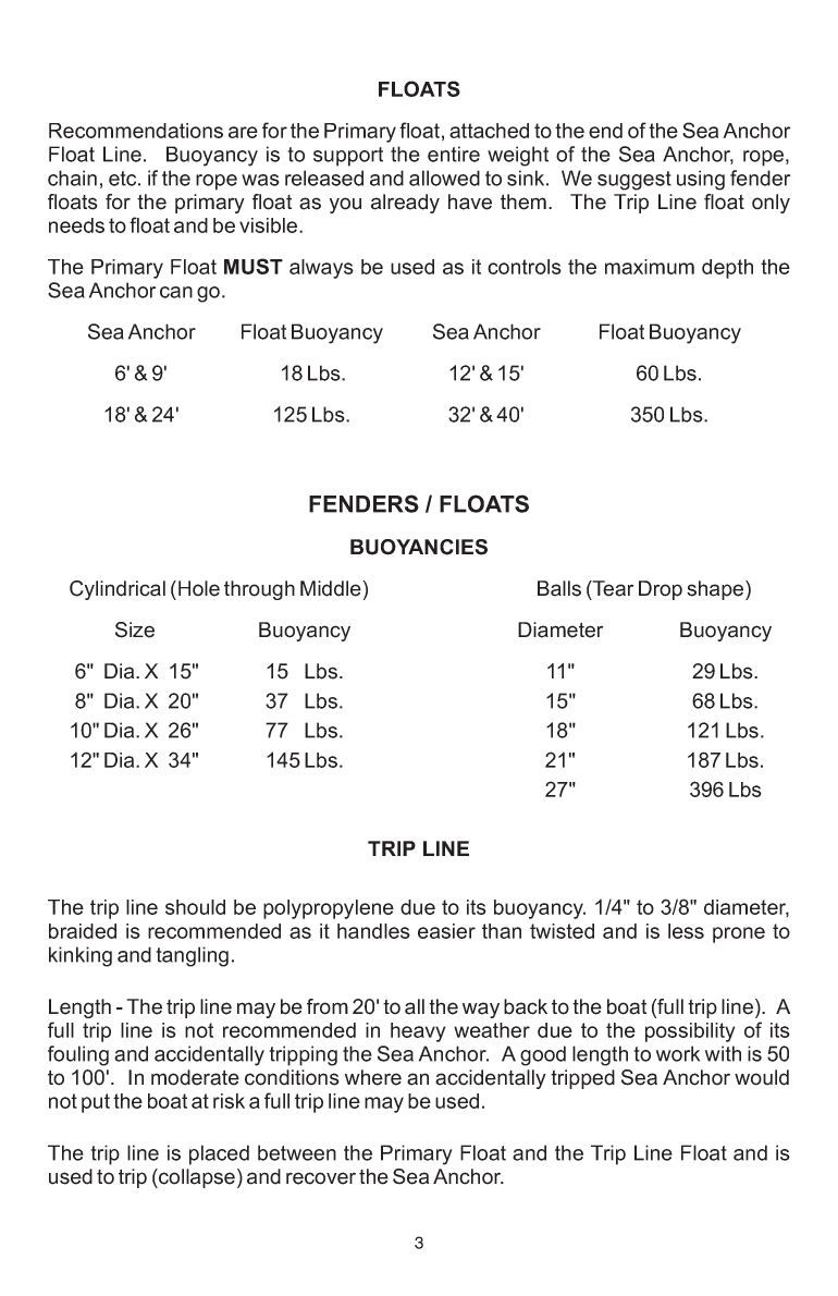 Para Tech Sea Anchor Instructions