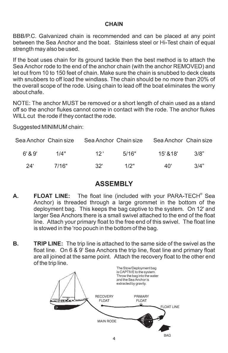 Para Tech Sea Anchor Instructions