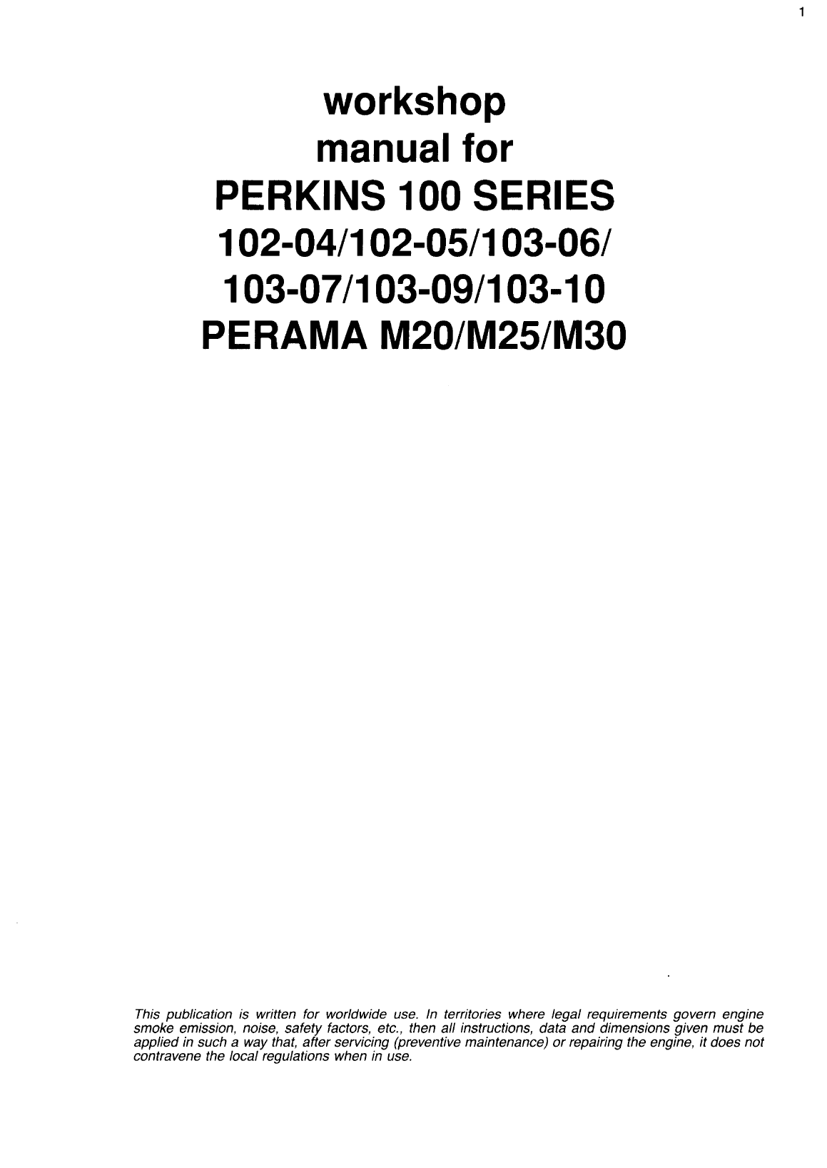 ' Perkins 100 Series Workshop Manual'
