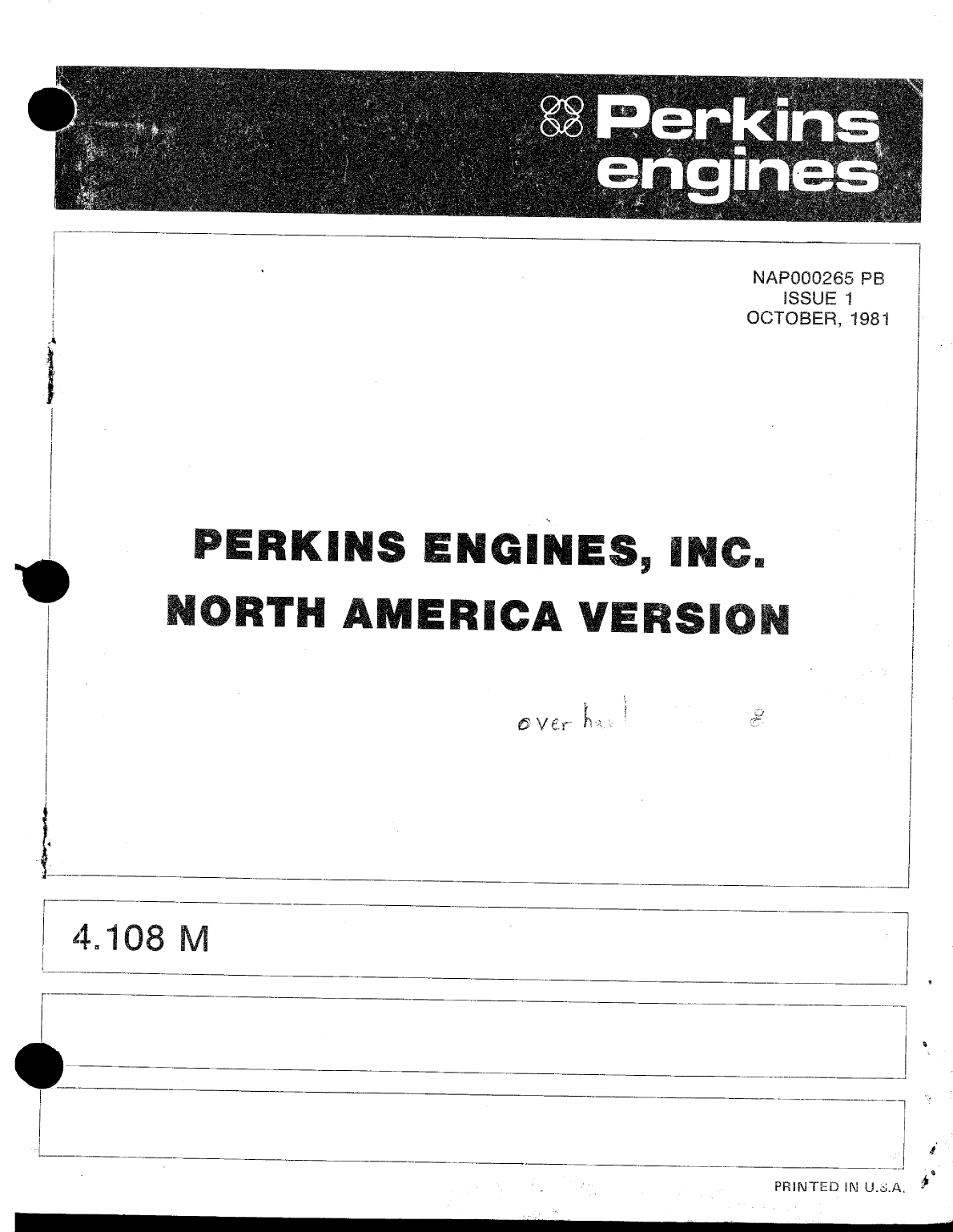 Perkins 4.108m Parts Manual