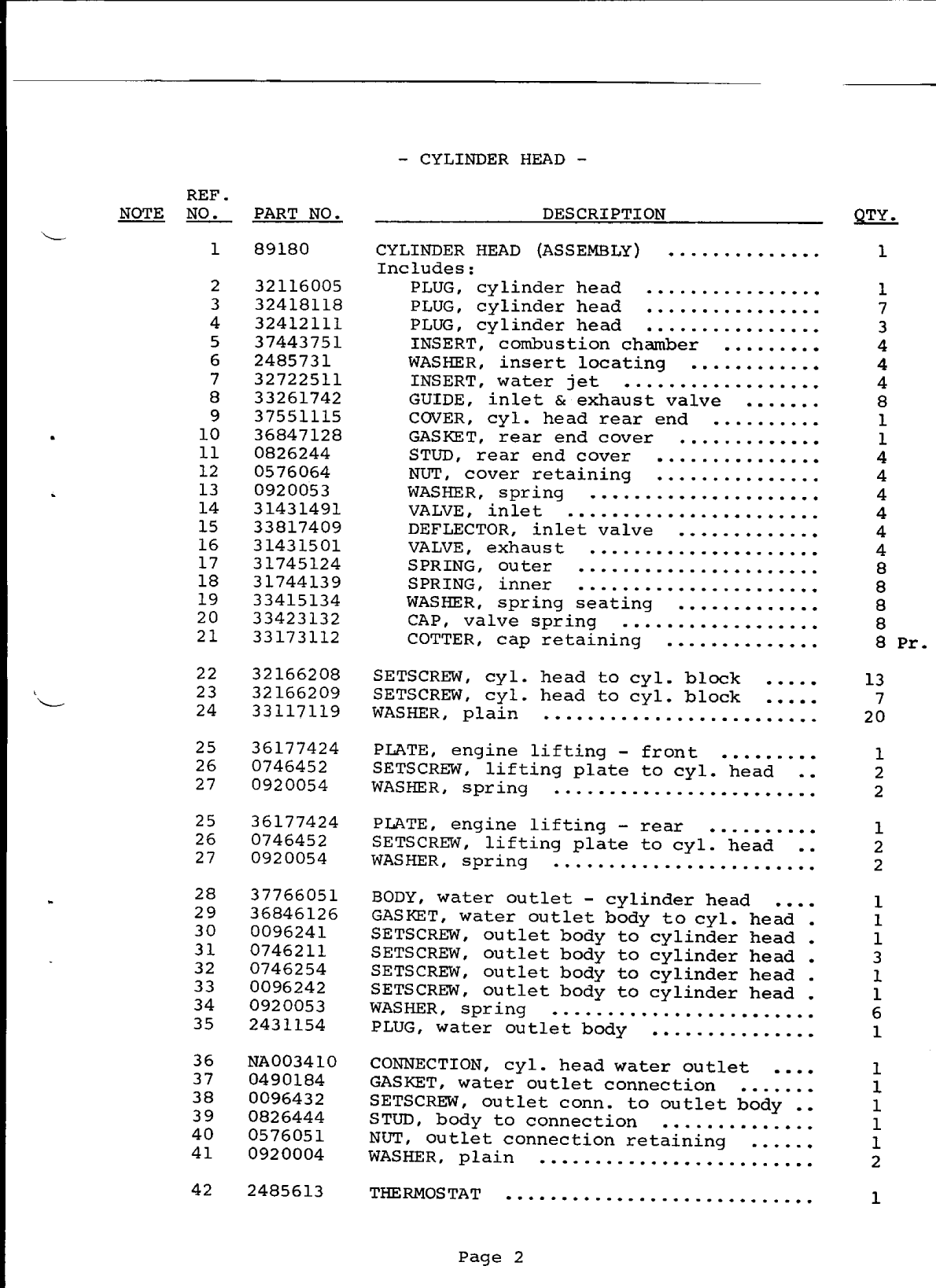 Perkins 4.154 Parts Manual