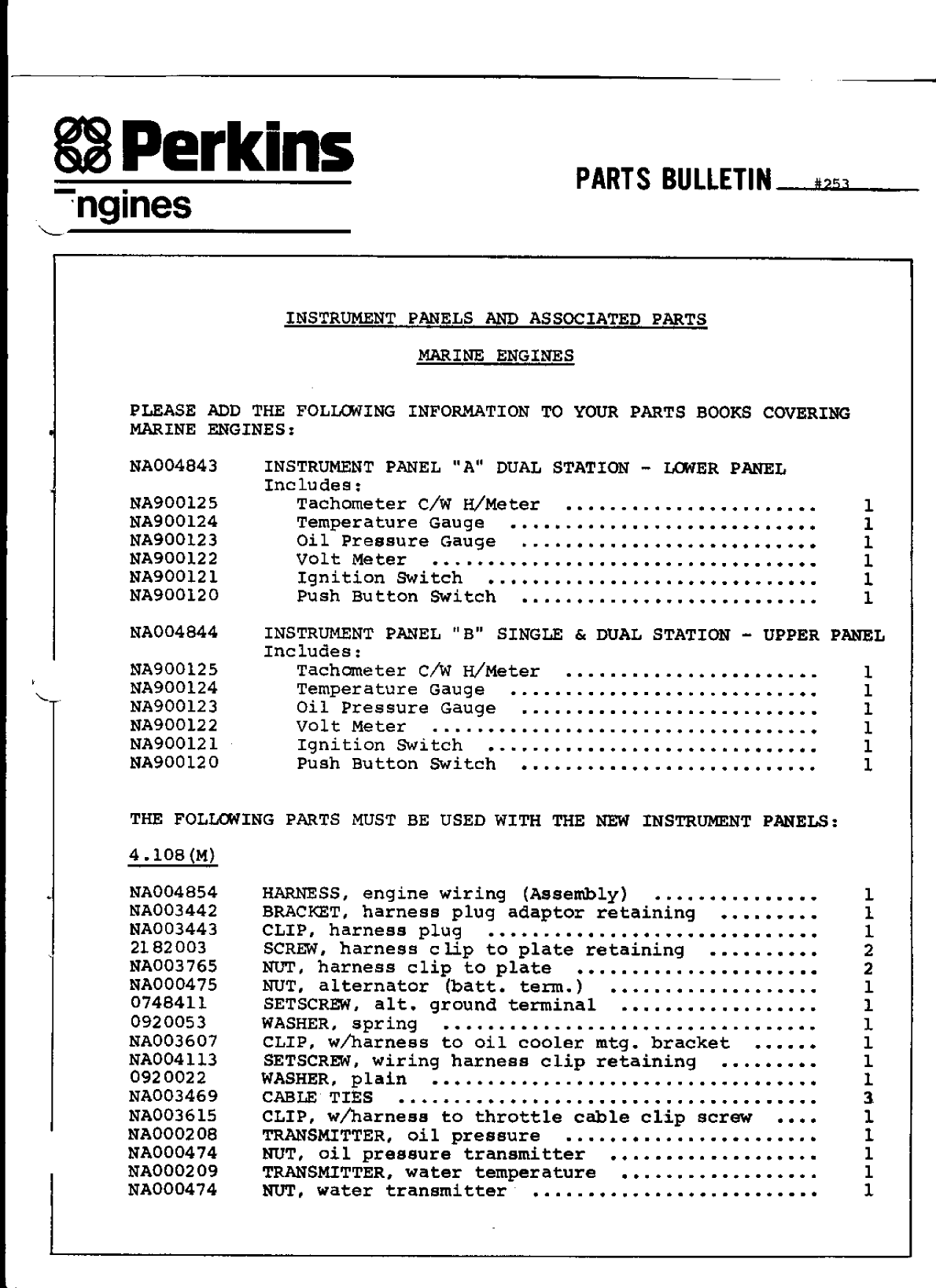 Perkins 4.154 Parts Manual