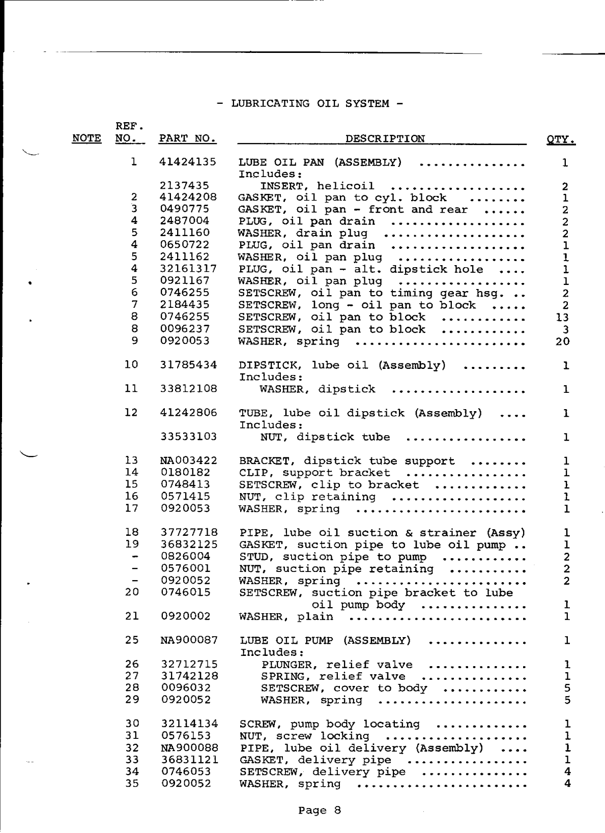Perkins 4.154 Parts Manual