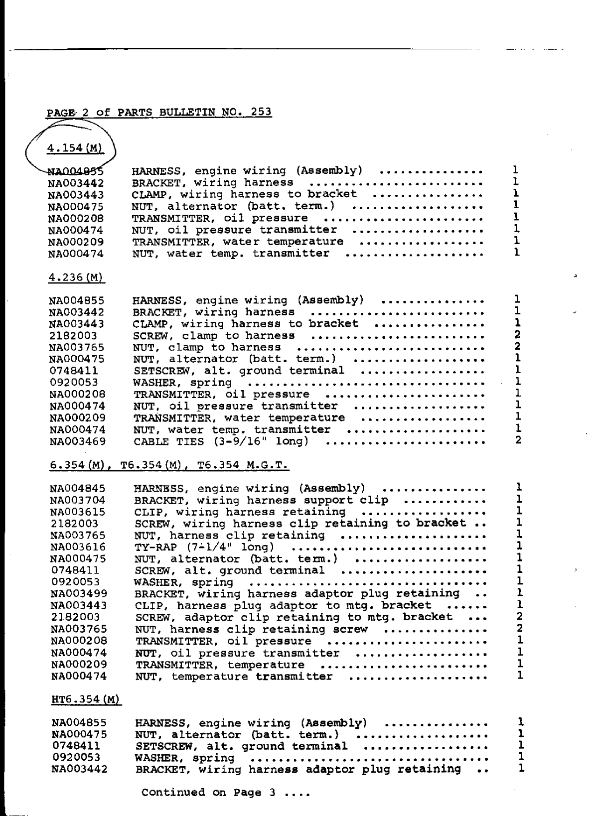 Perkins 4.154 Parts Manual