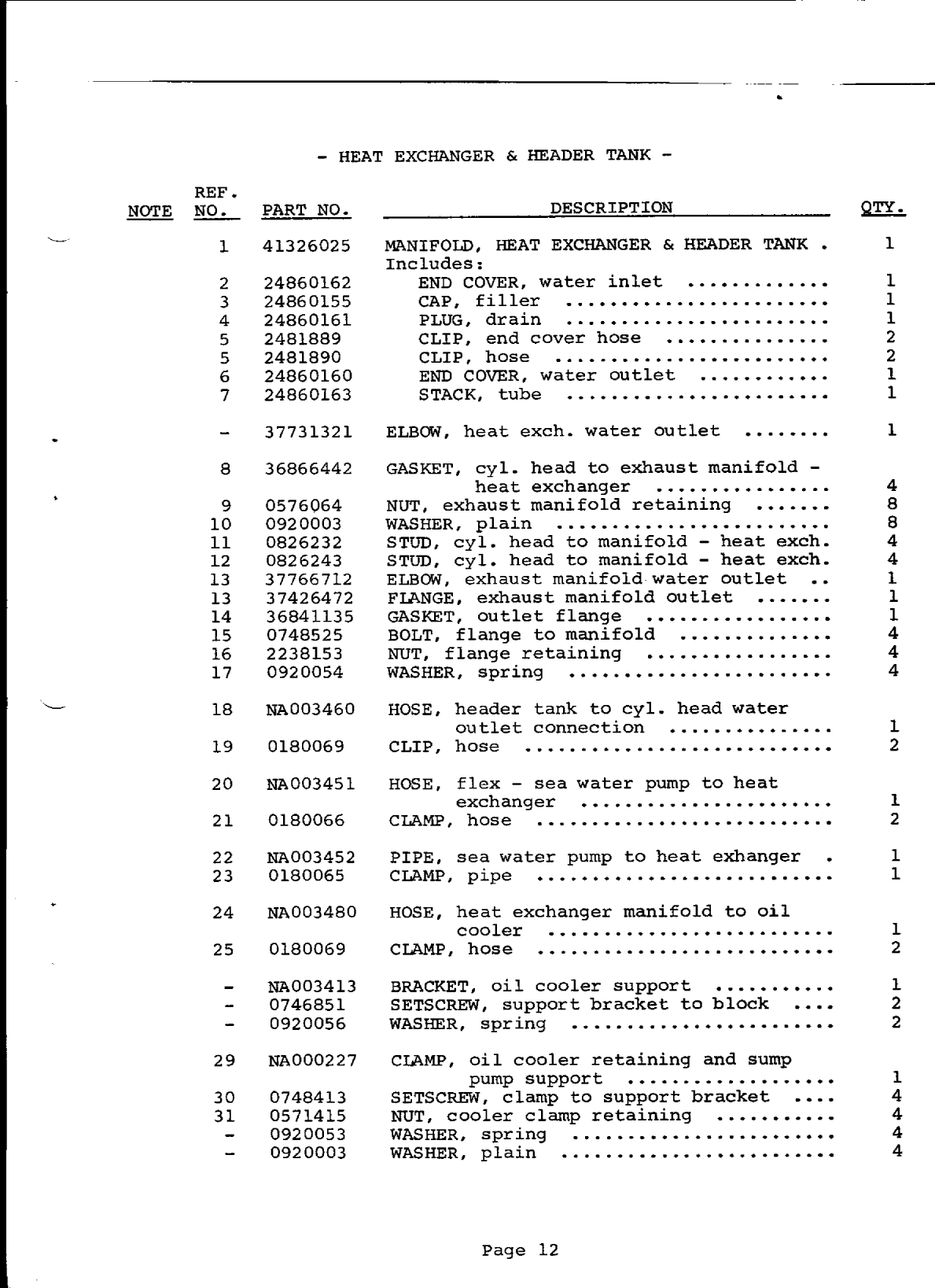 Perkins 4.154 Parts Manual