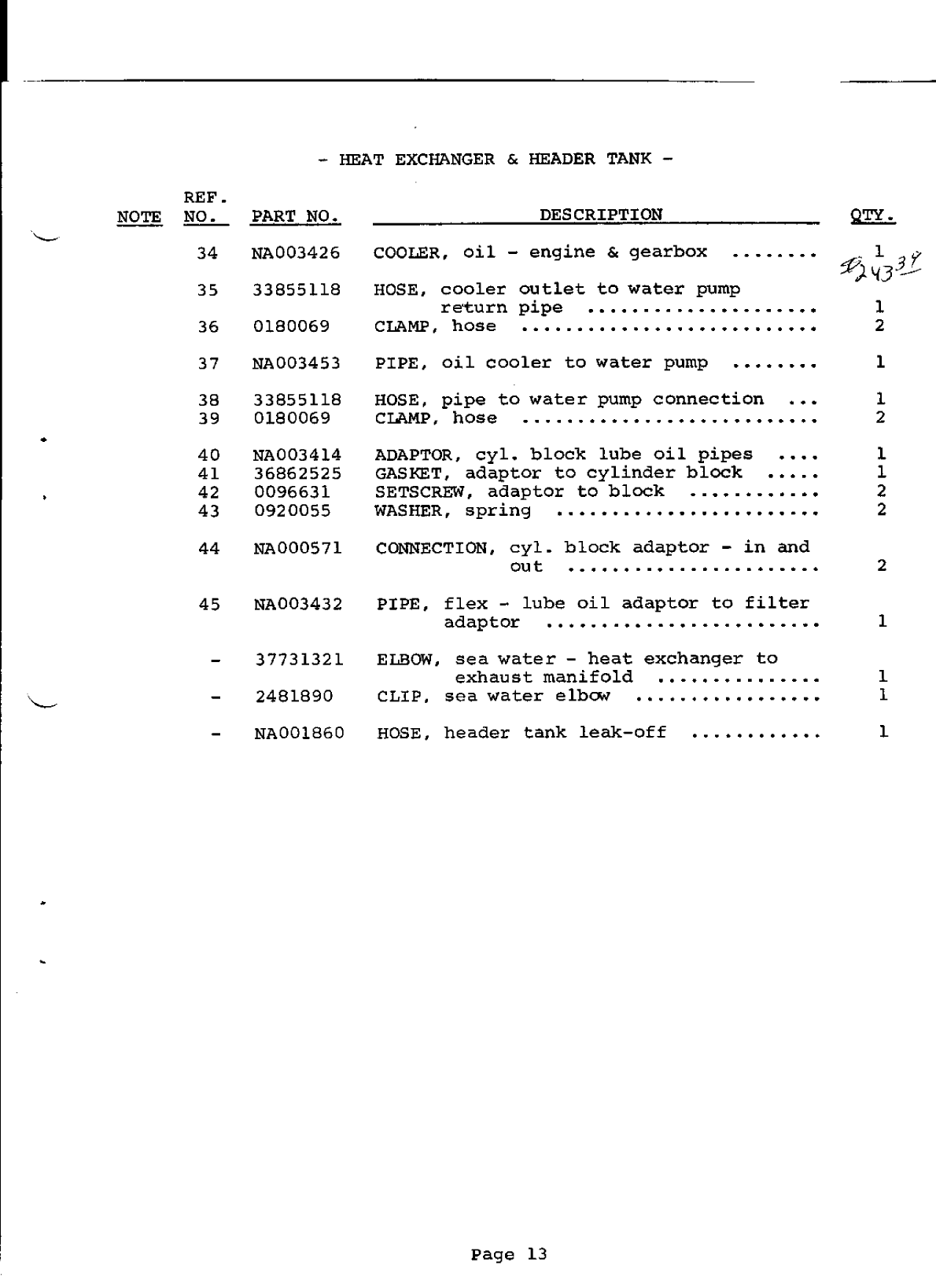 Perkins 4.154 Parts Manual