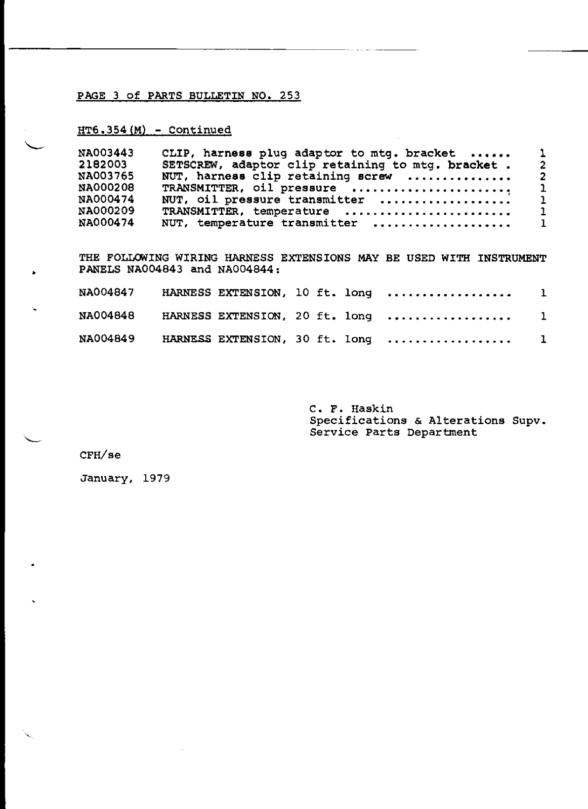 Perkins 4.154 Parts Manual