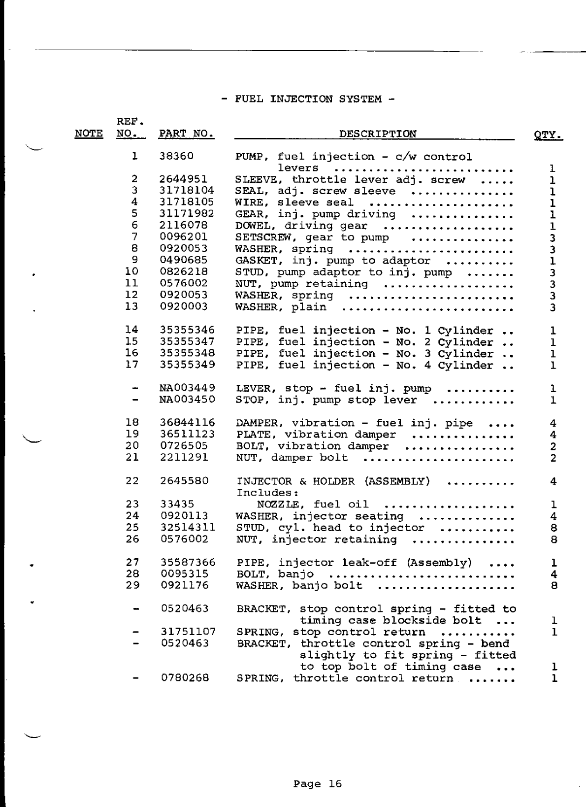 Perkins 4.154 Parts Manual