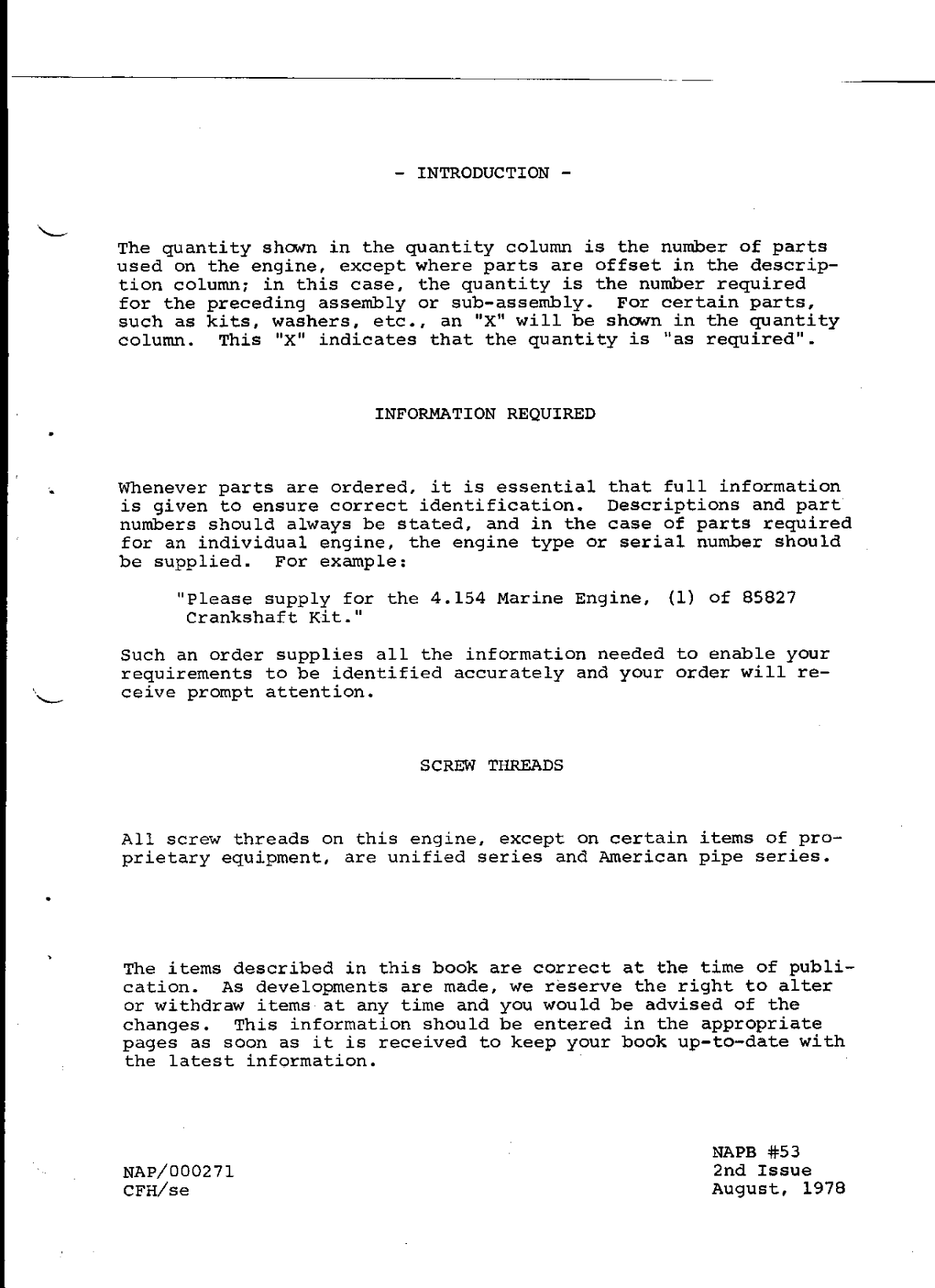 Perkins 4.154 Parts Manual