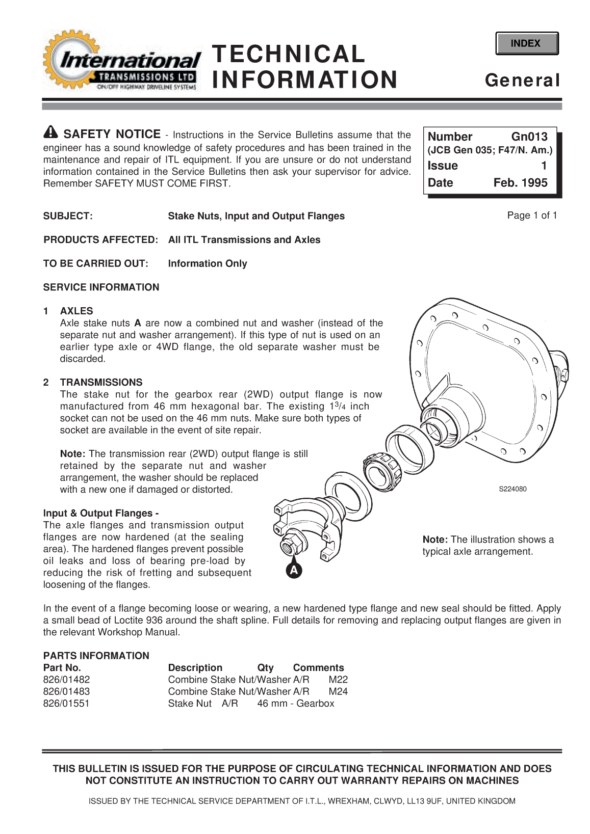 Perkins General Technical Information Bulletin