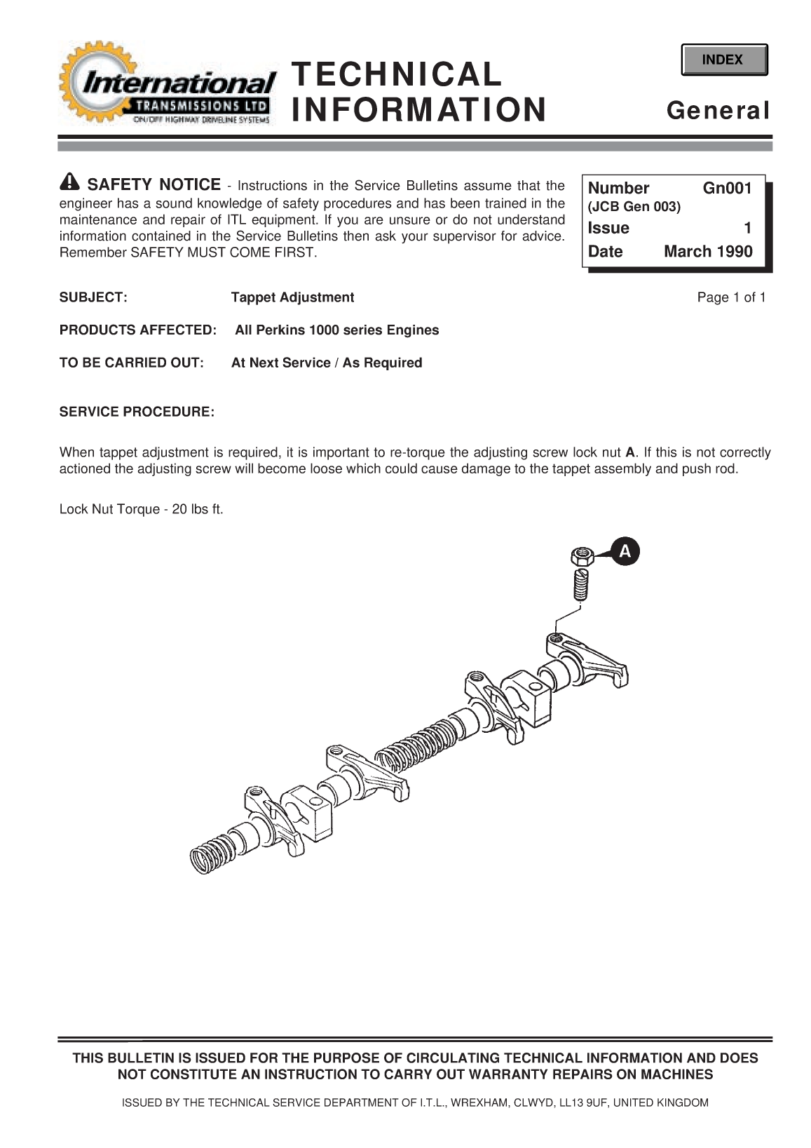 Perkins General Technical Information Bulletin