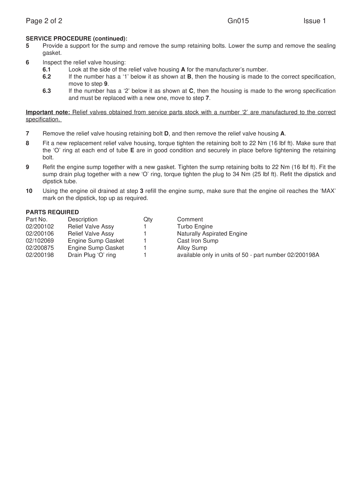 Perkins General Technical Information Bulletin