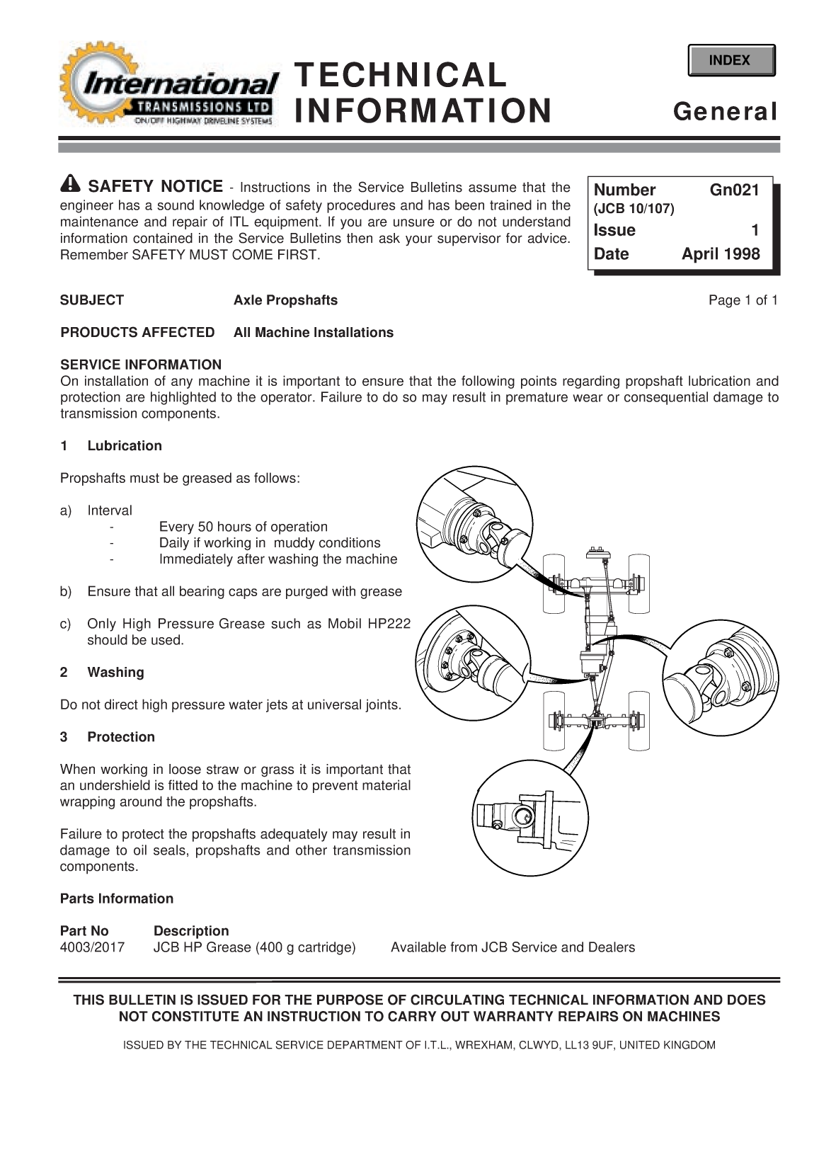 Perkins General Technical Information Bulletin