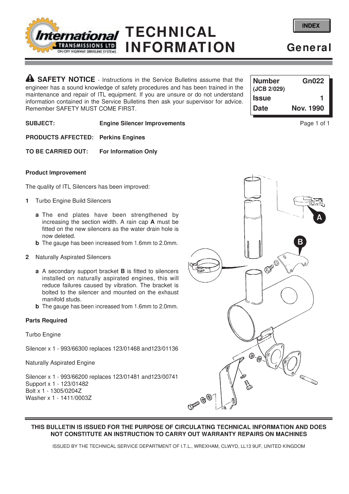 Perkins General Technical Information Bulletin
