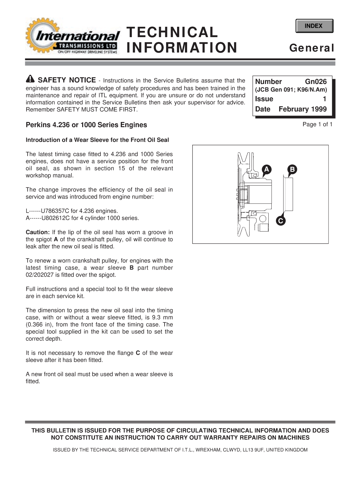 Perkins General Technical Information Bulletin