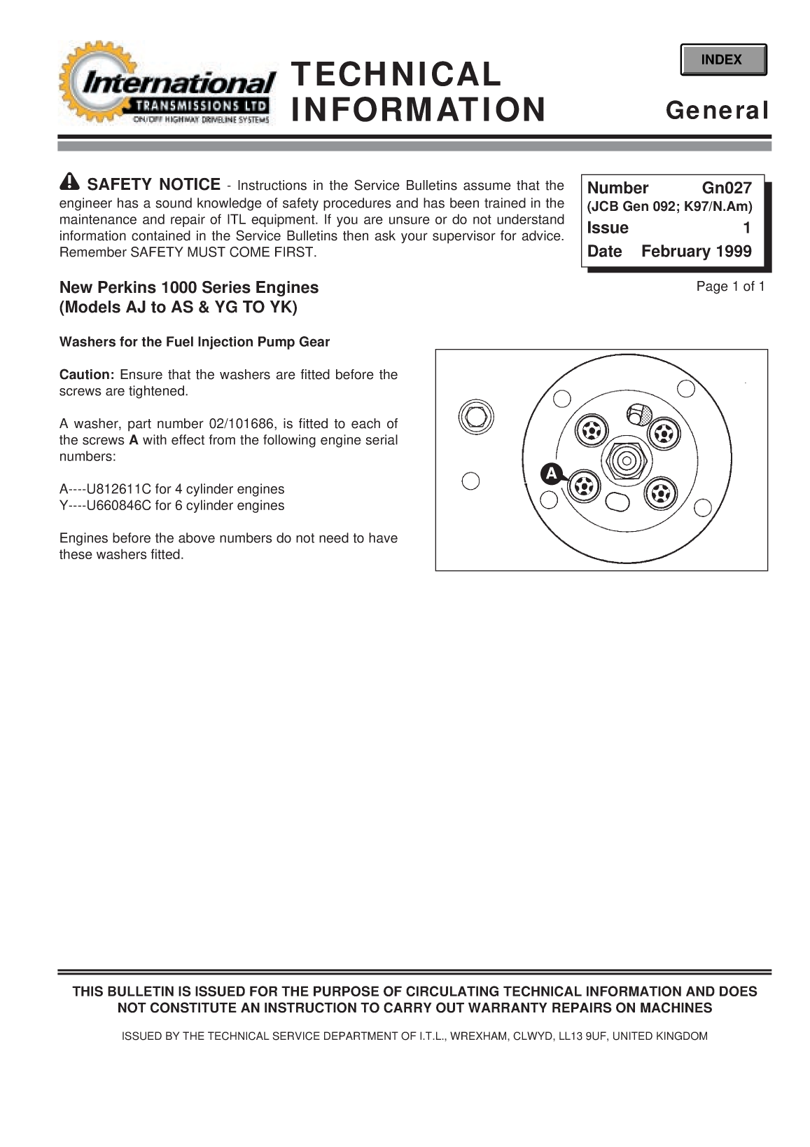 Perkins General Technical Information Bulletin