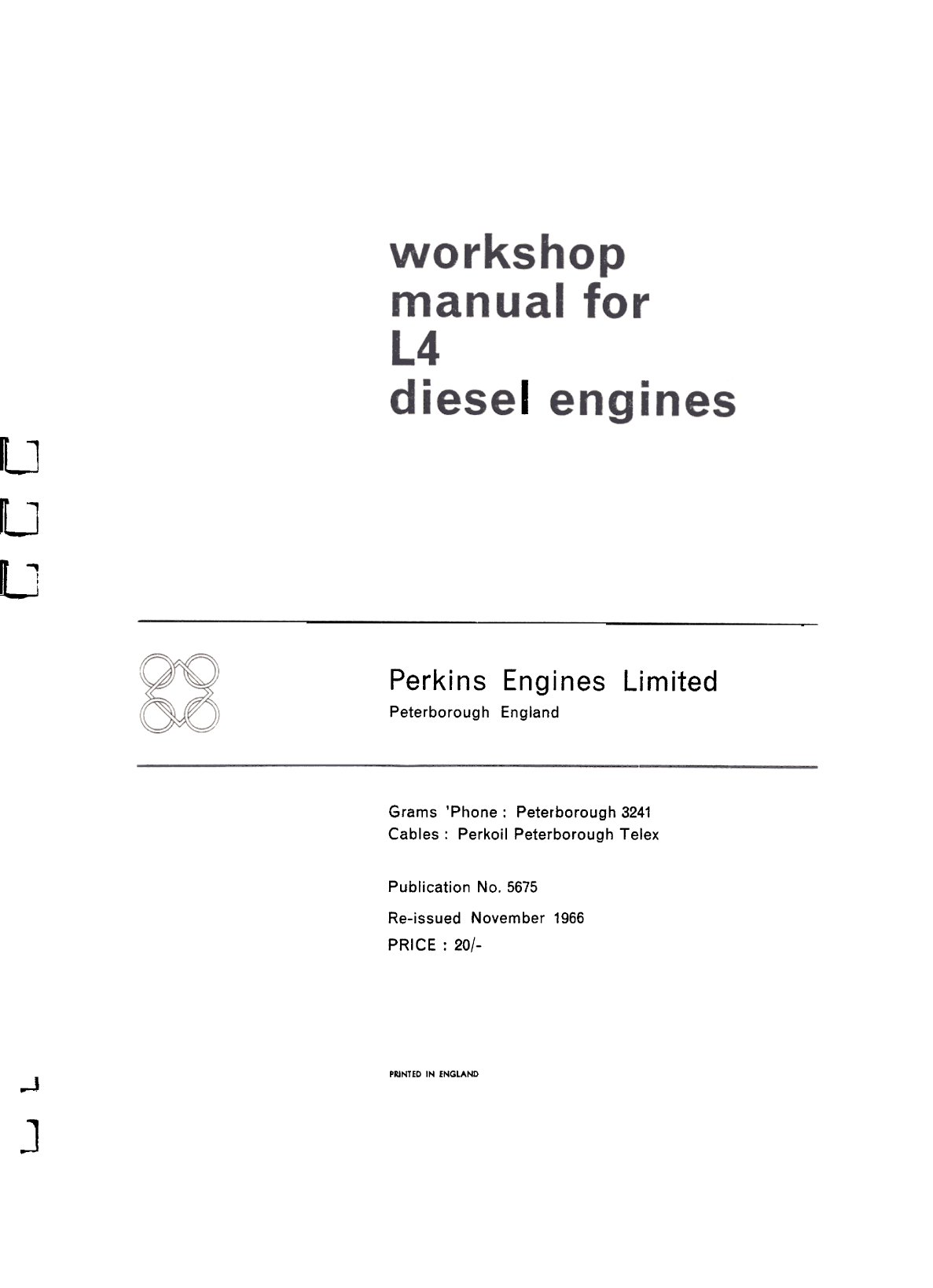 ' Perkins L4 Workshop Manual'