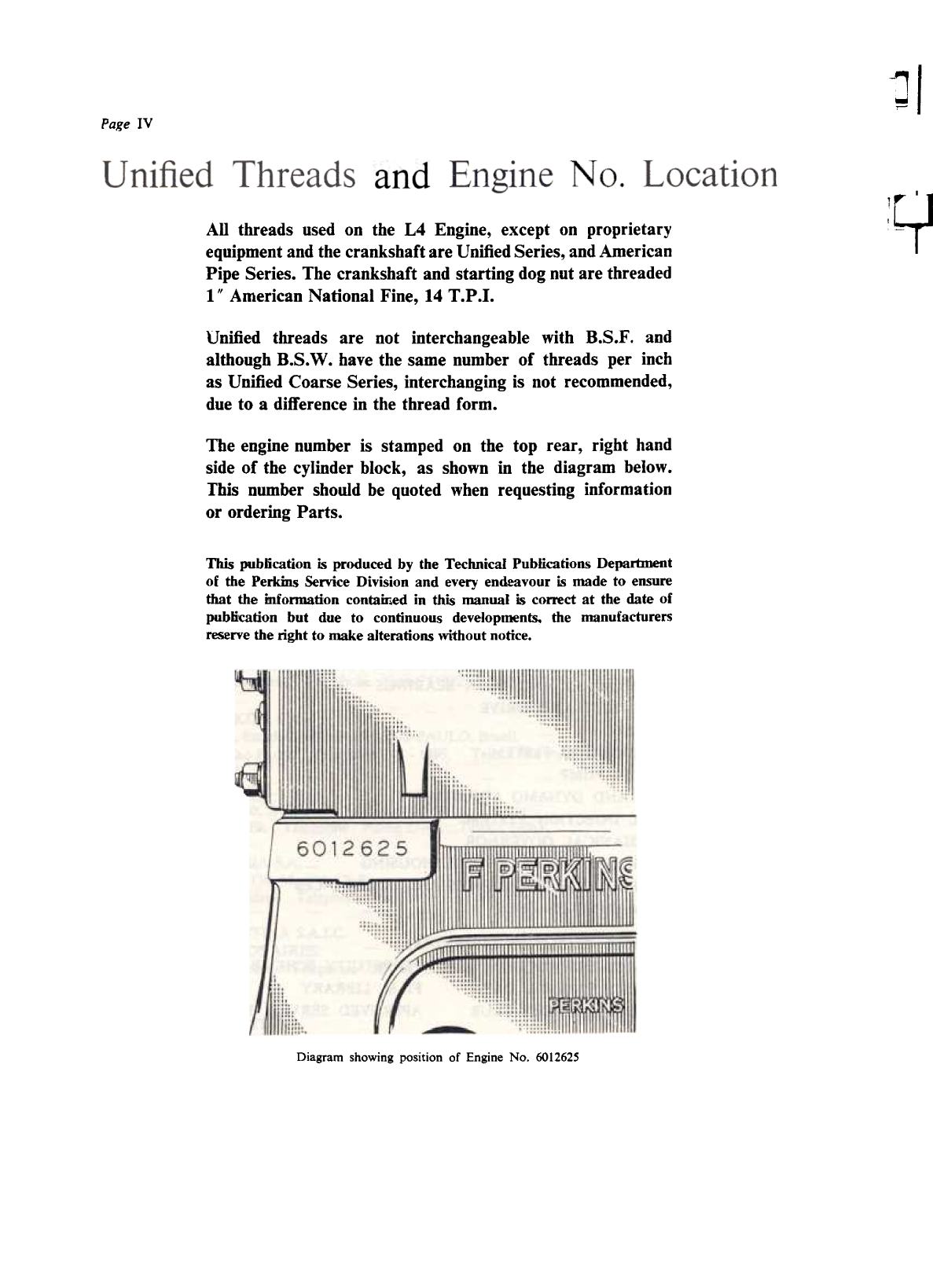 ' Perkins L4 Workshop Manual'