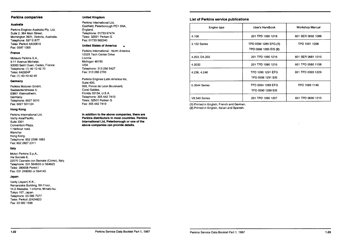 Perkins Service Data Book Part 1