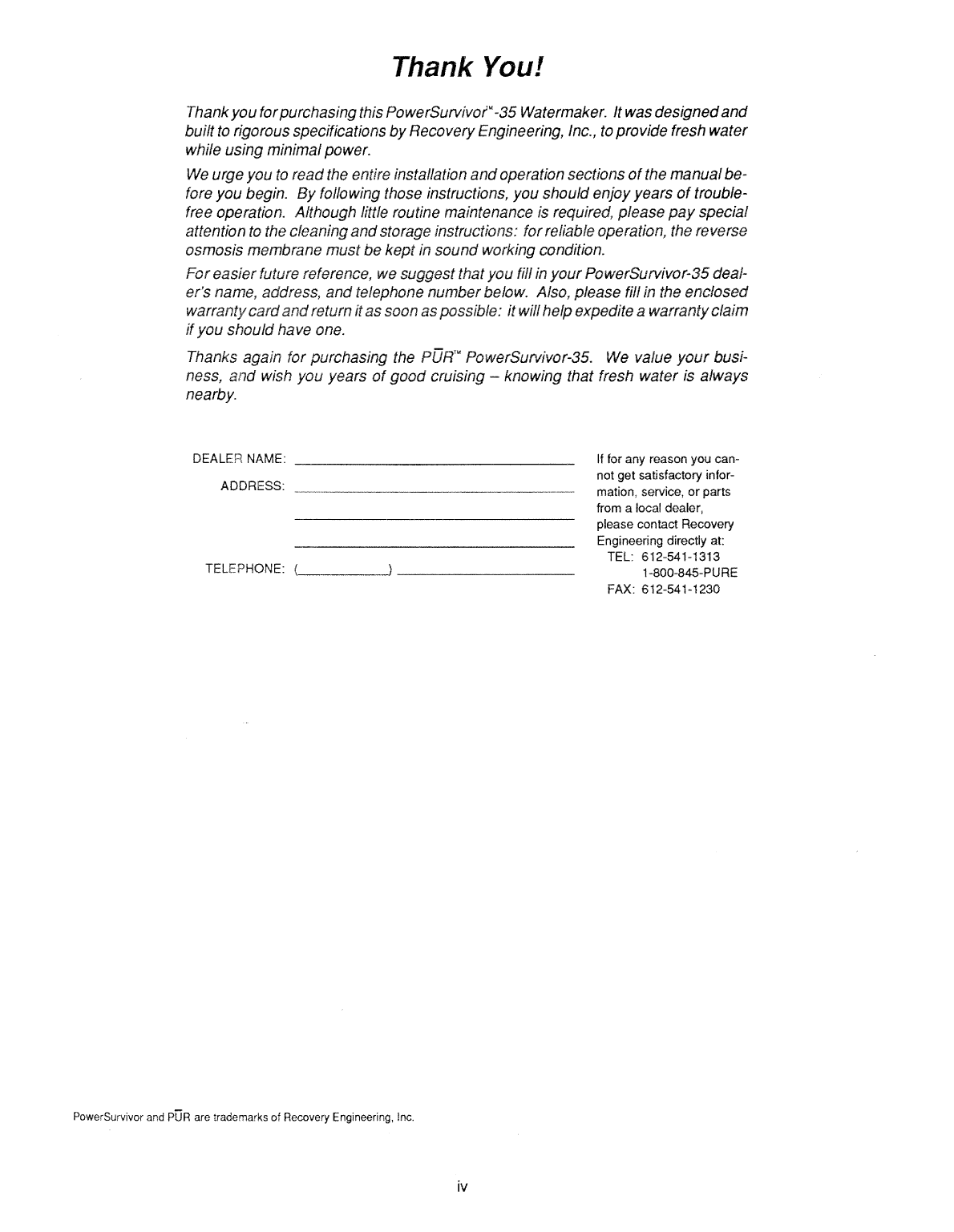 Power Survivor 35 Manual