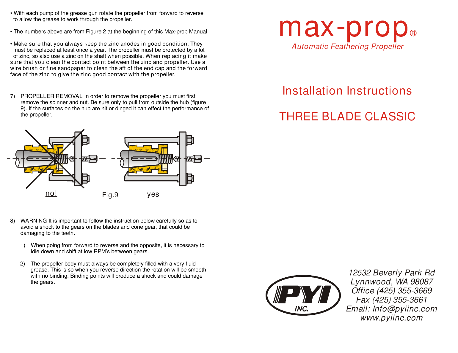 Pyi Max Prop 3 Blade Instructions