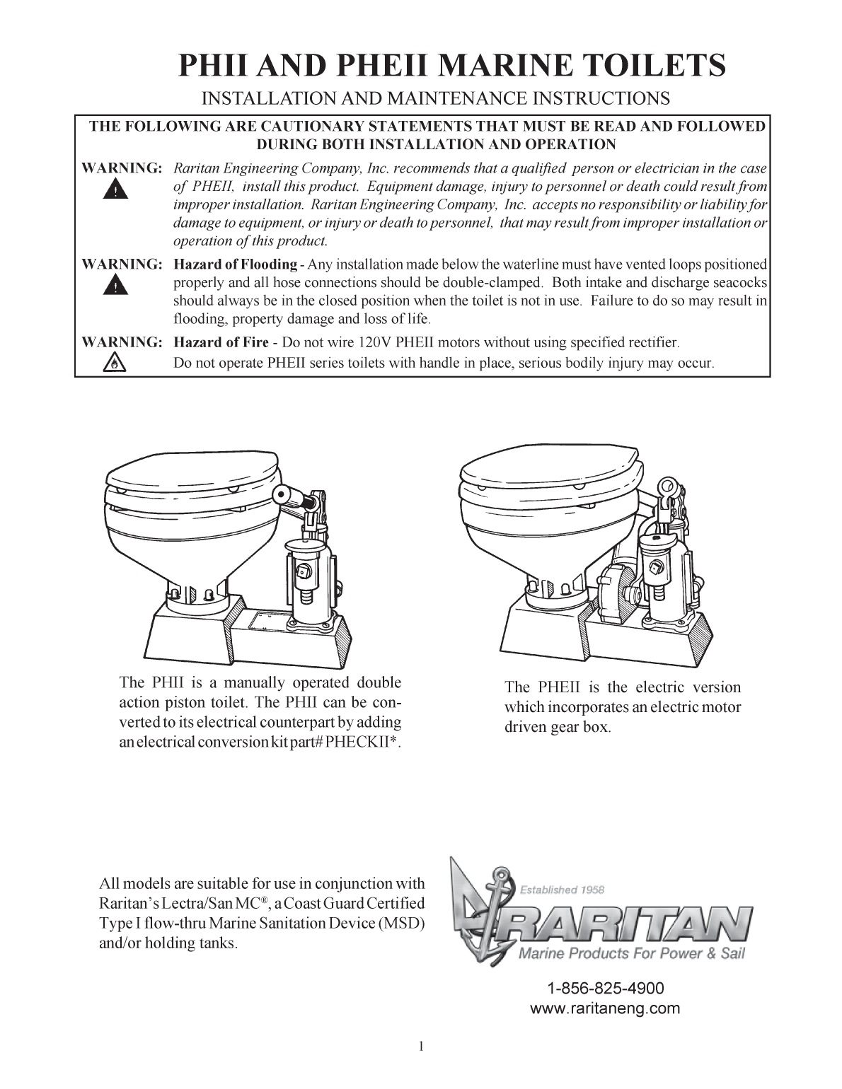 Raritan Head Model Phii Manual