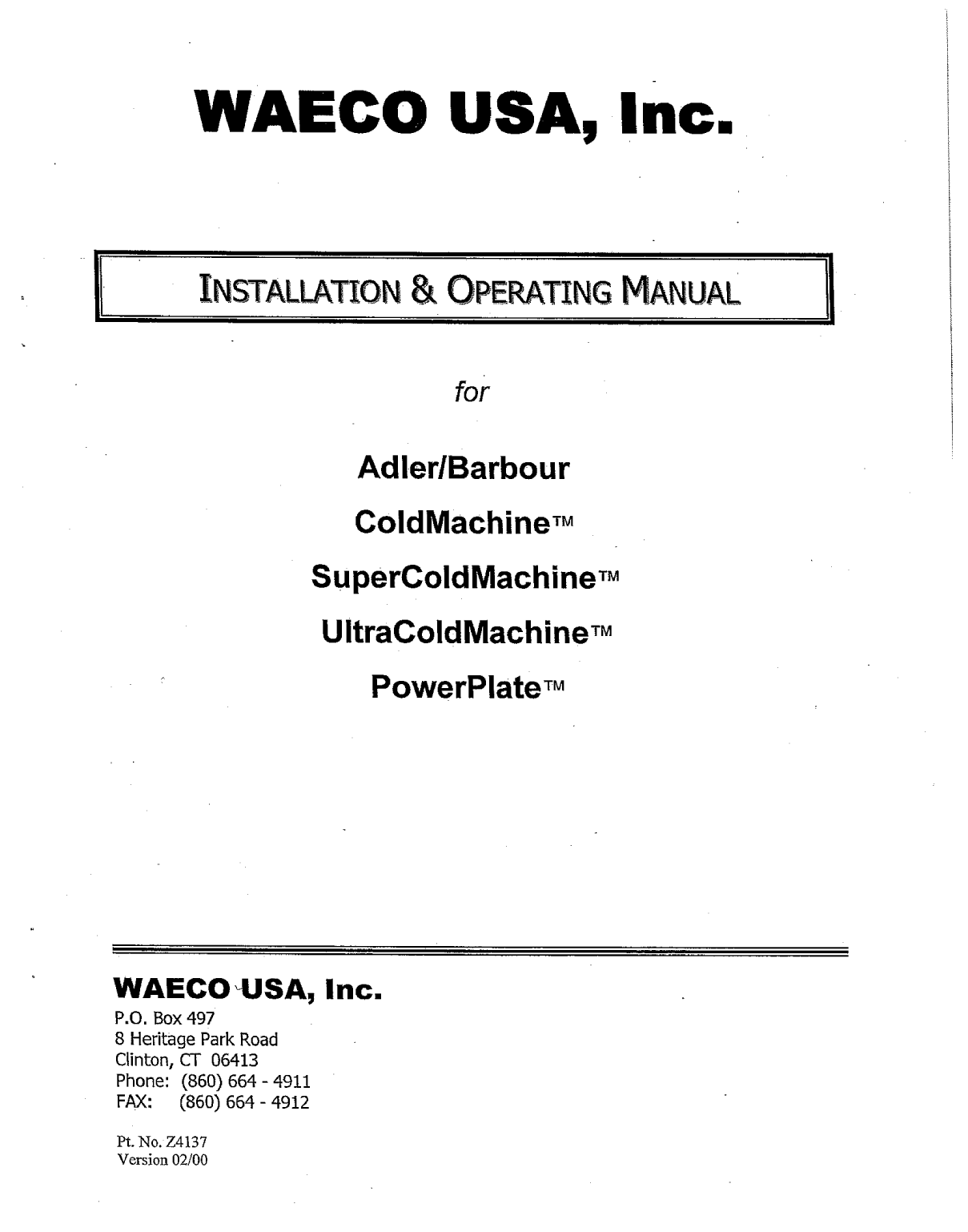 ' Adler Barbour Waeco Io Manual'