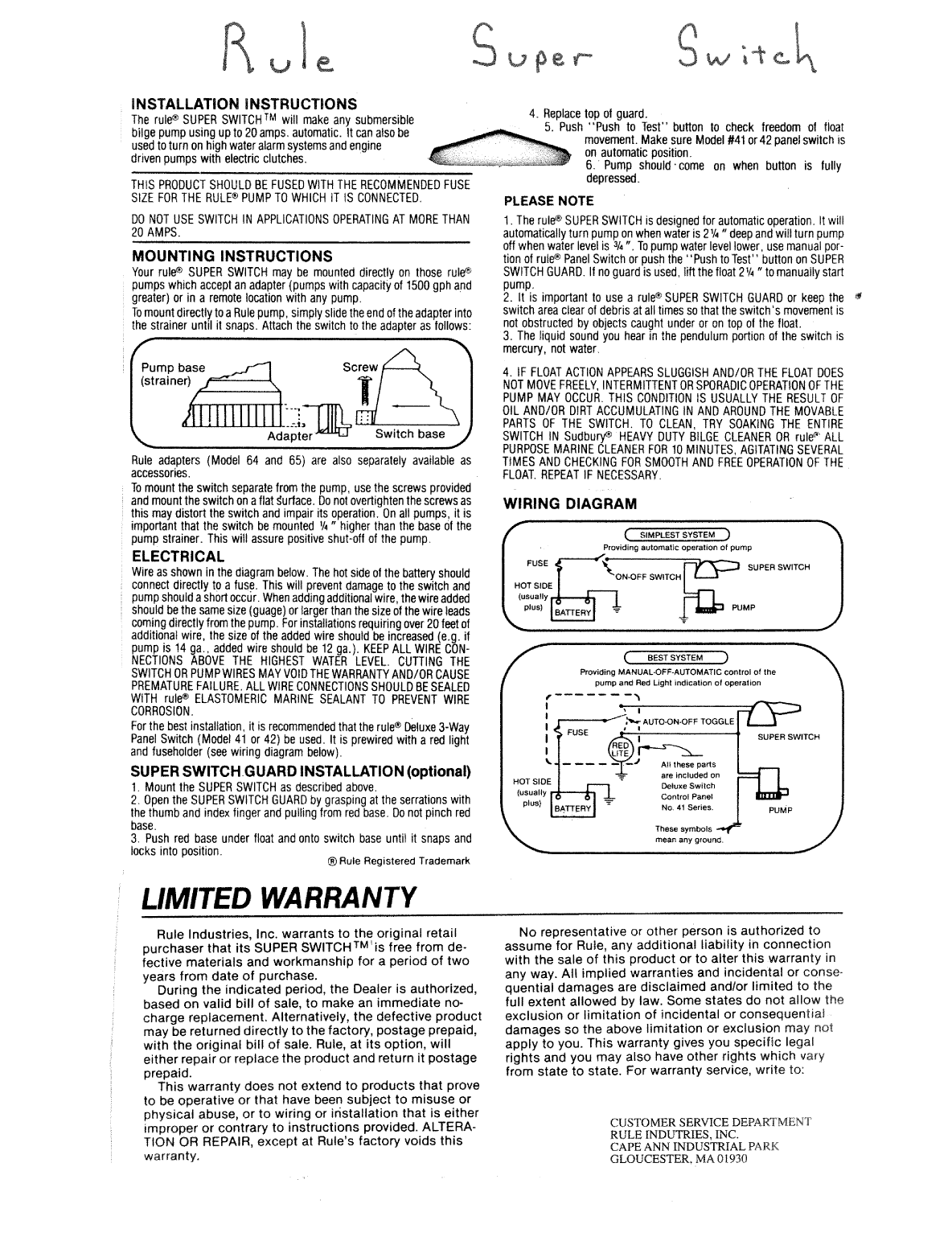 Rule Super Switch Bilge Pump