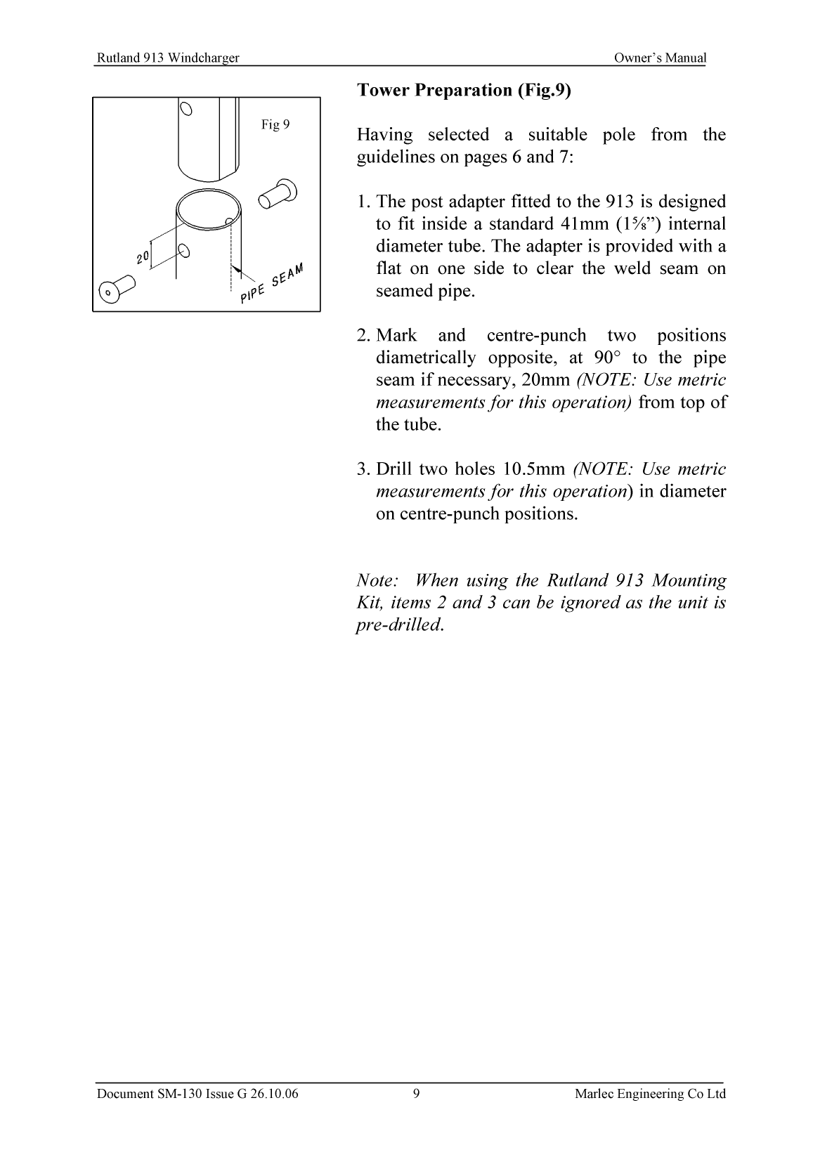 Rutland 913 Owners Manual Issue g