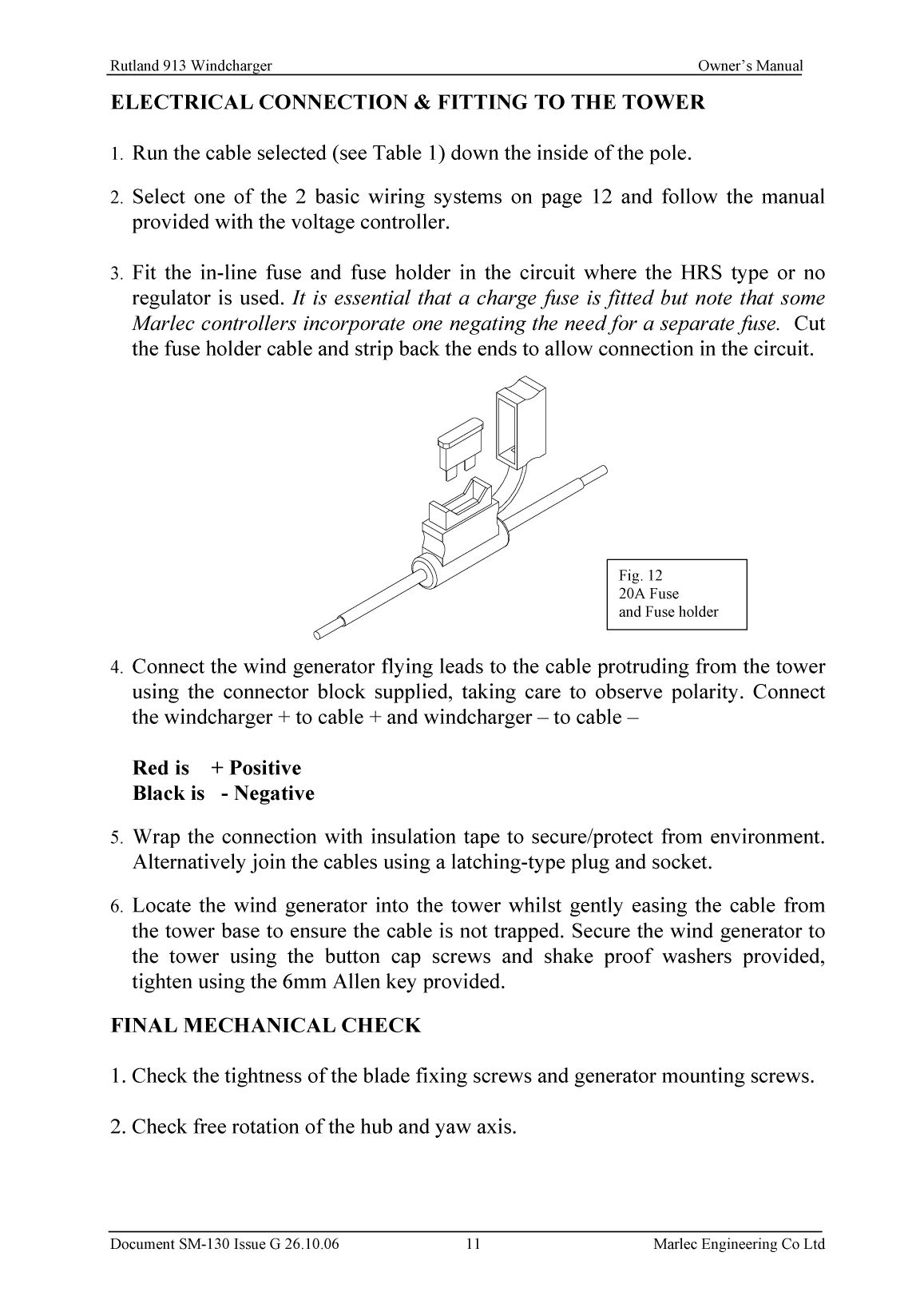 Rutland 913 Owners Manual Issue G