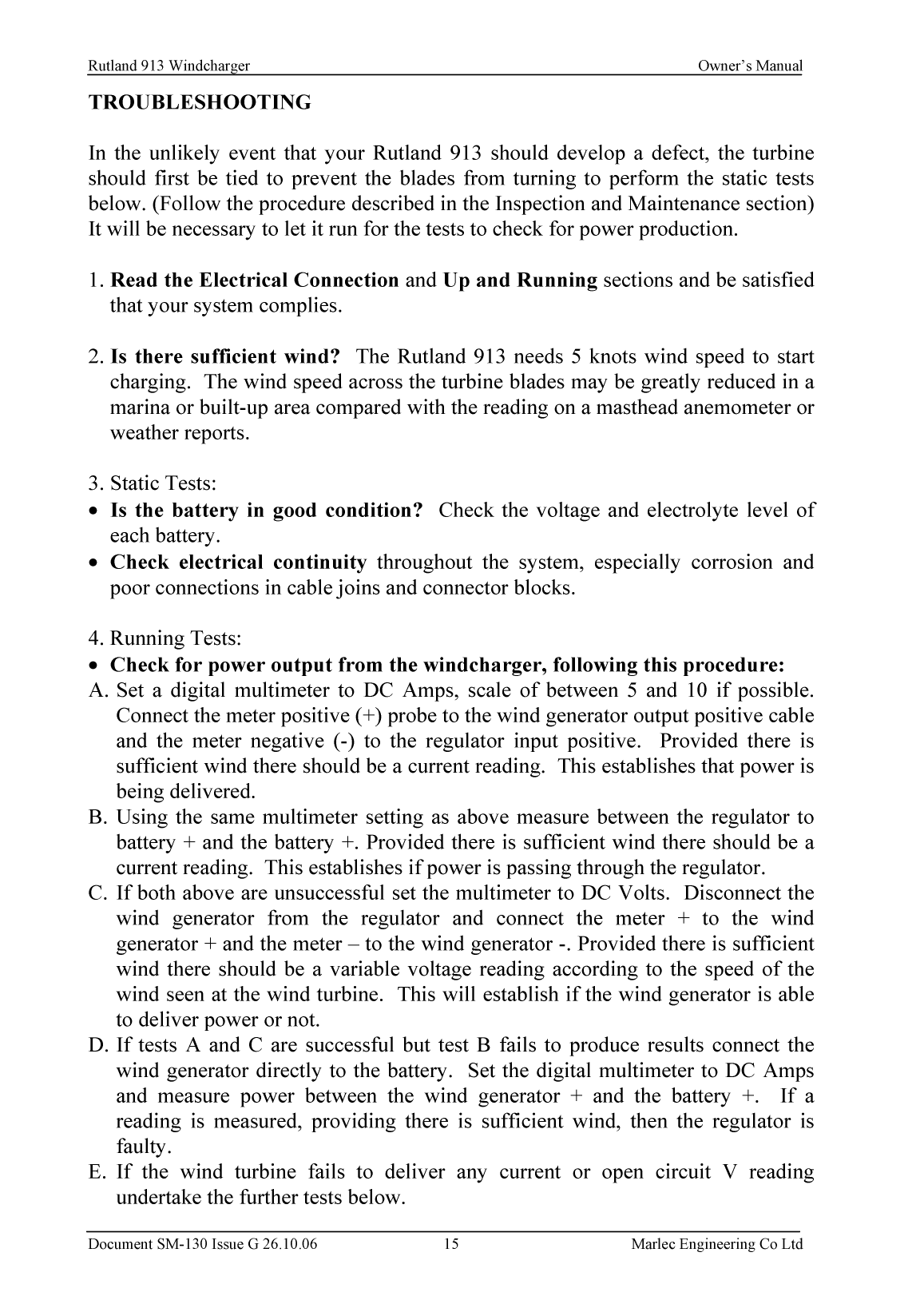 Rutland 913 Owners Manual Issue g