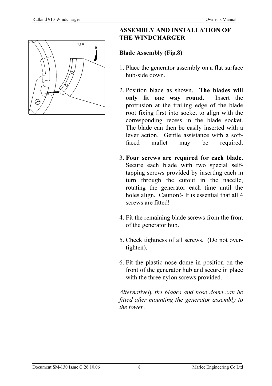 Rutland 913 Owners Manual Issue G