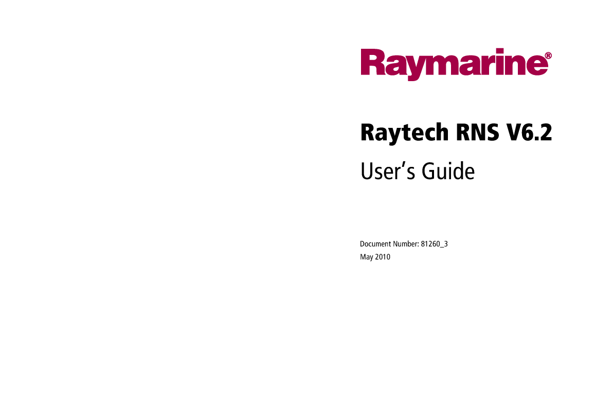Raymarine Ray Tech V6.2 User Guide 81260 3