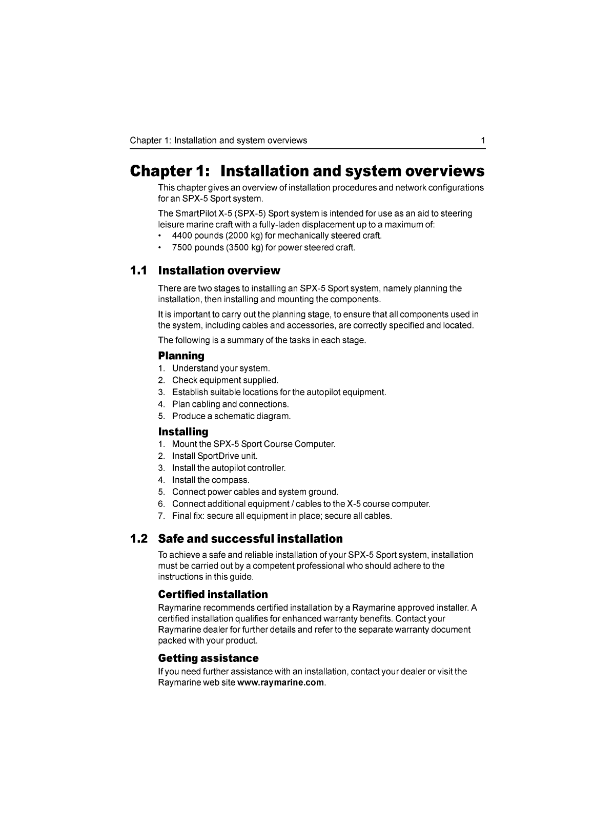 Raymarine Spx 5 Sport Pilot Installation Instructions 87076 3