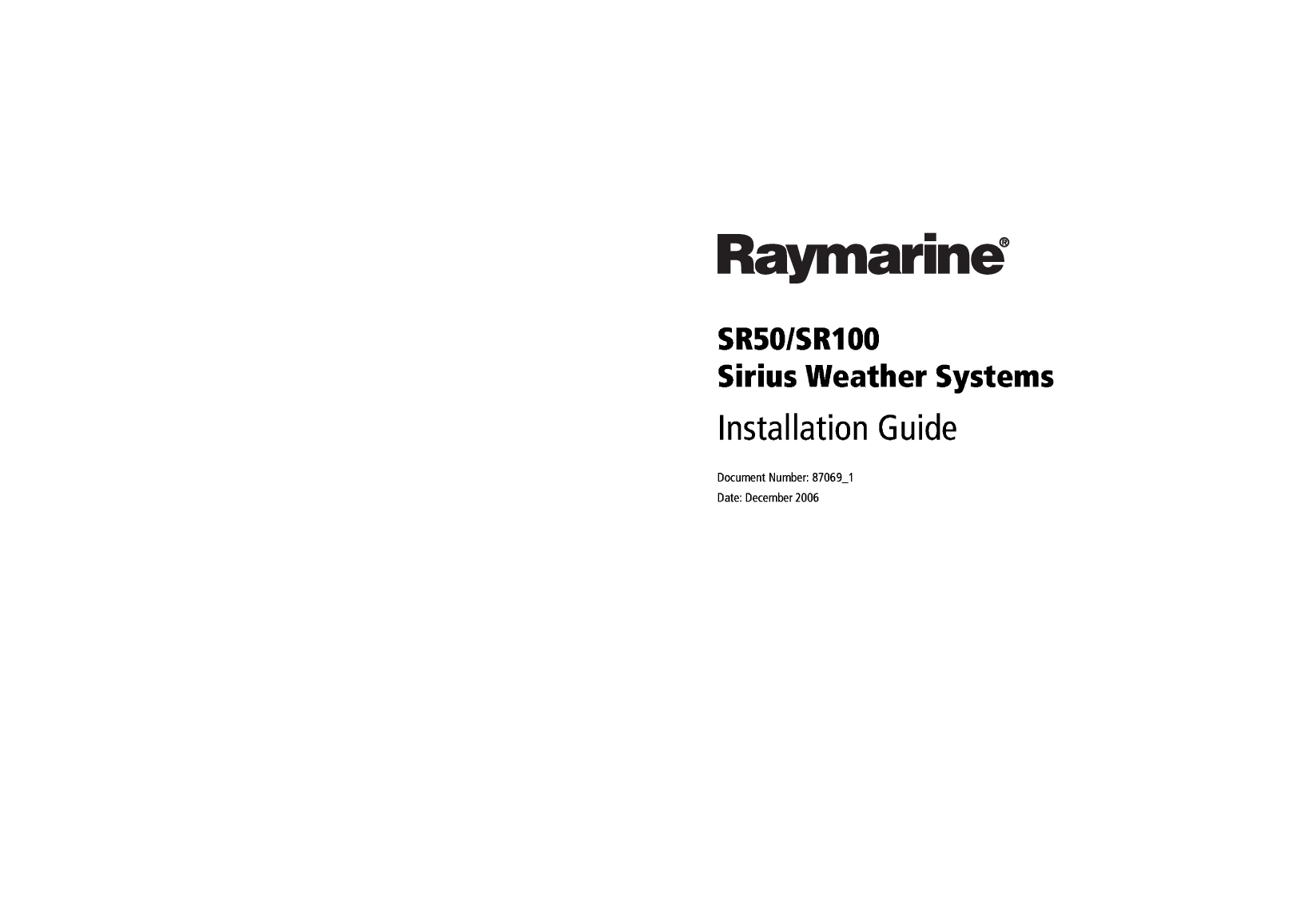 Raymarine Sr50 Sirius Satalite Receiver Installation Manual 87069 1 en